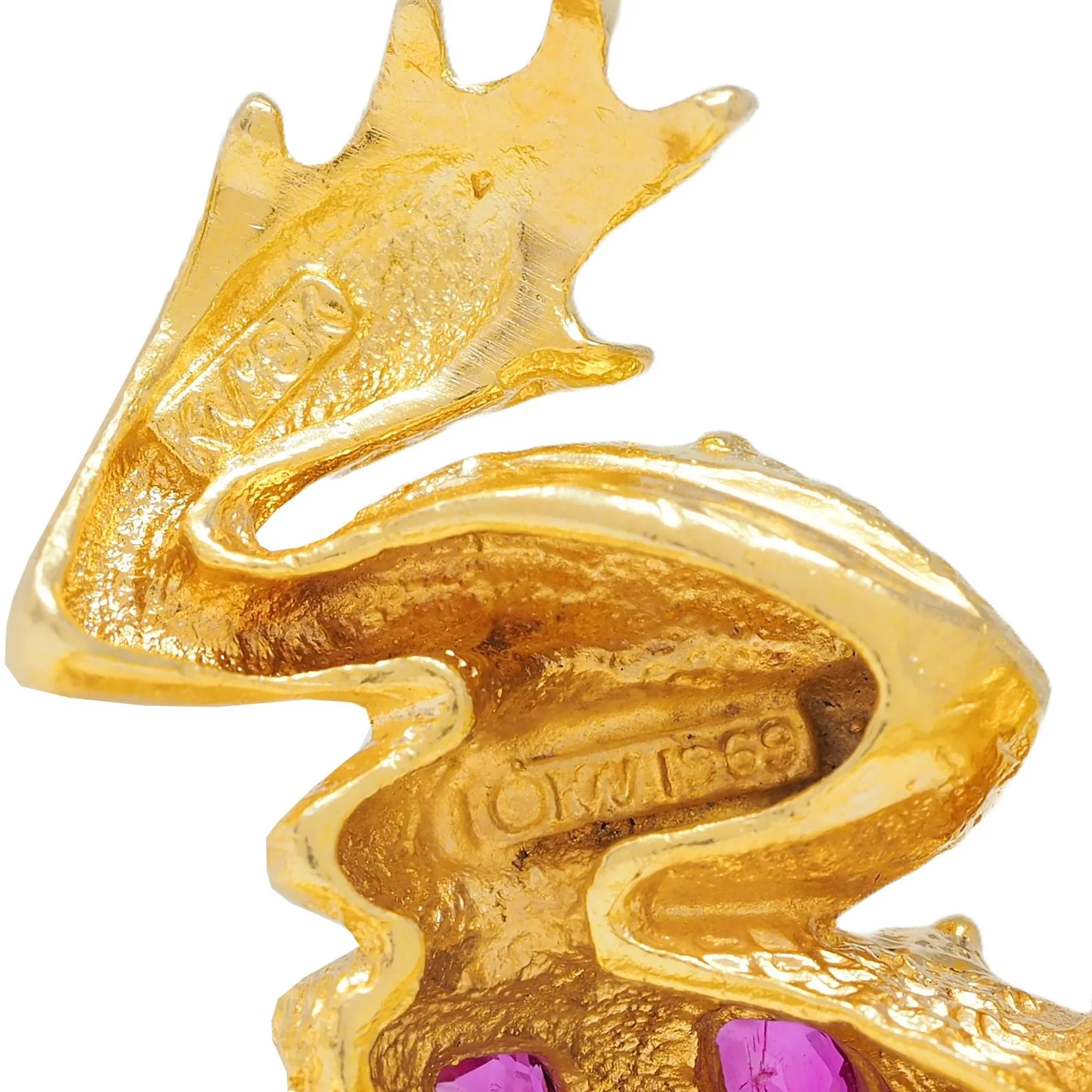 1969 Kurt Wayne 1.60 CTW Ruby Emerald 18 Karat Yellow Gold Vintage Frog Ring - Image 13
