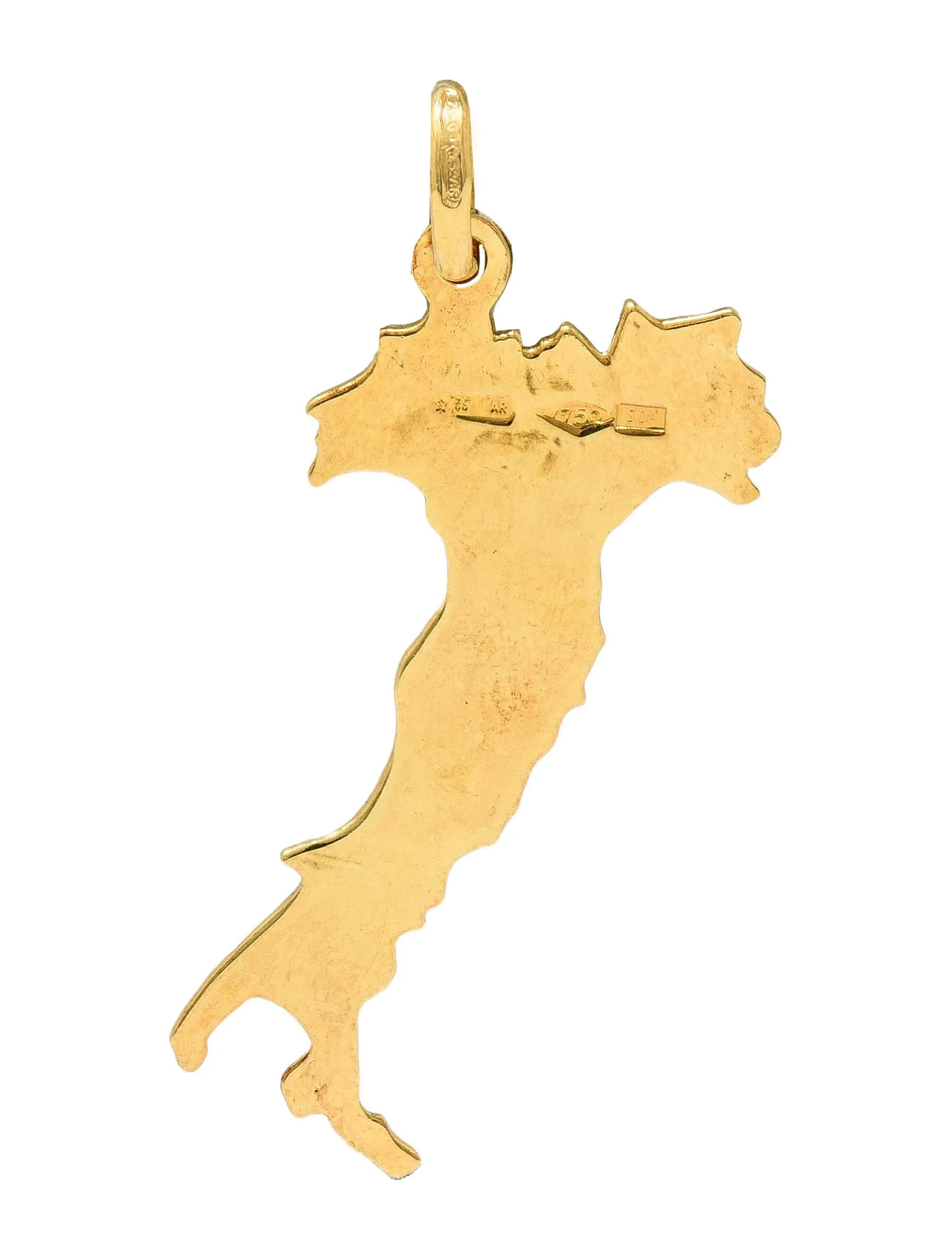 1970's 18 Karat Yellow Gold Vintage Italy Country Pendant - Image 3
