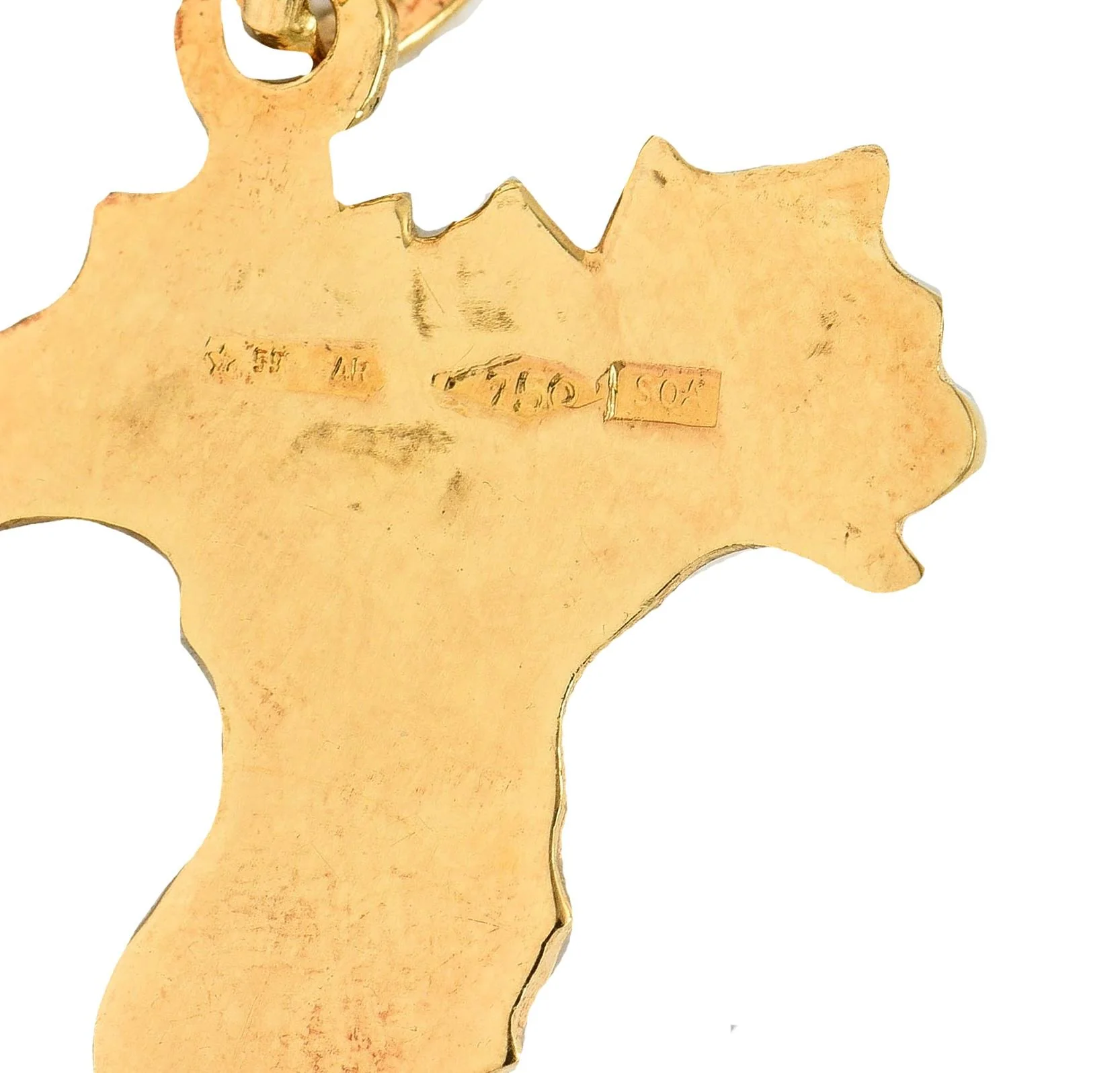 1970's 18 Karat Yellow Gold Vintage Italy Country Pendant - Image 4