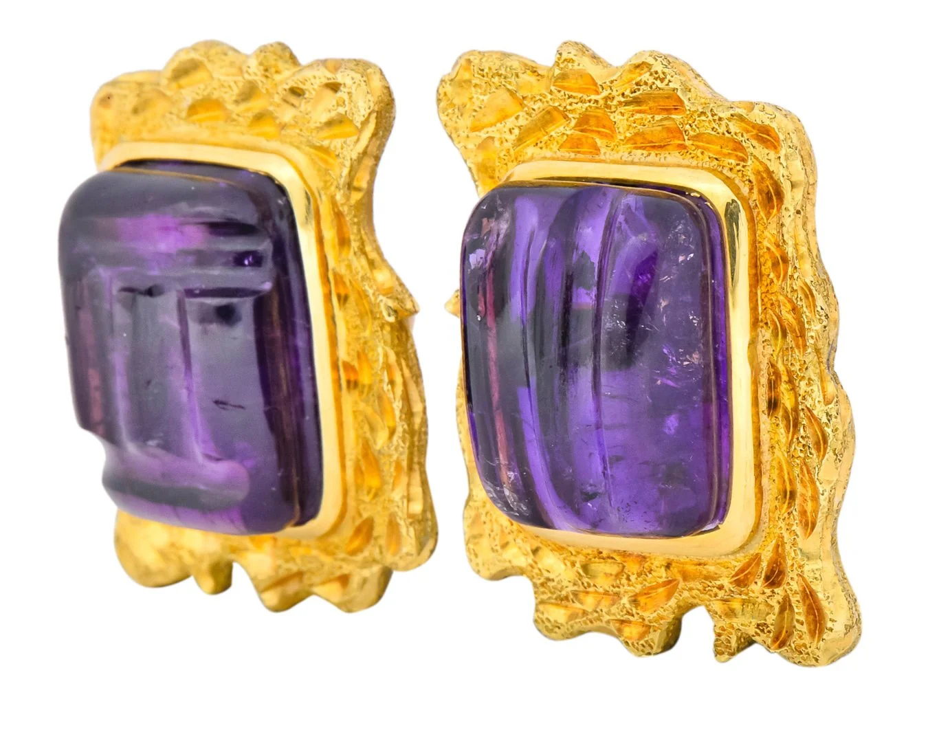 1970's Amethyst 14 Karat Yellow Gold Ear-Clip Earrings - Image 3