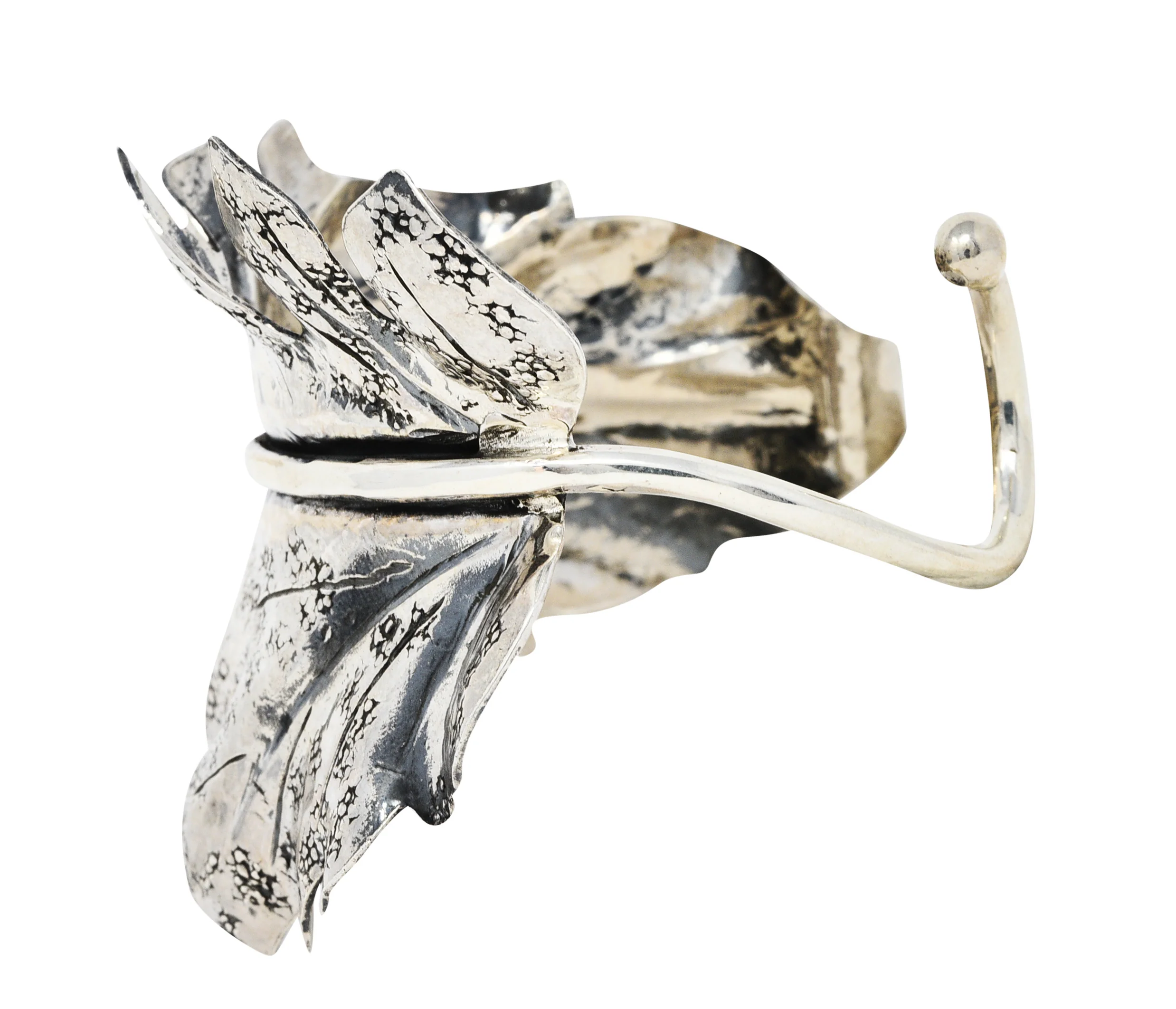1970's Buccellati Sterling Silver Prestigi Leaf Cuff Bracelet - Image 3