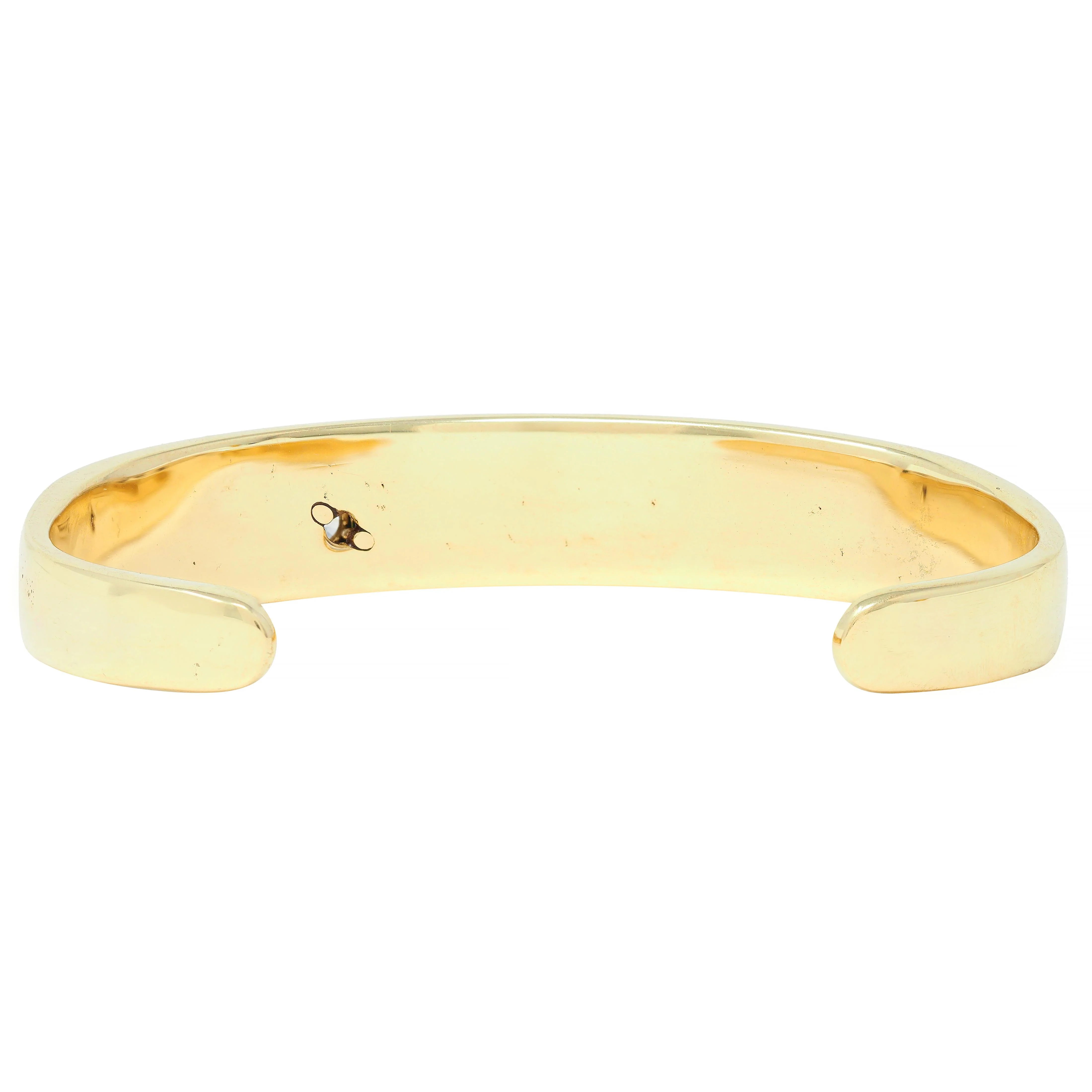 1970's Diamond Turquoise Carnelian Mother-Of-Pearl 14K Gold Inlay Vintage Cuff Bracelet - Image 3