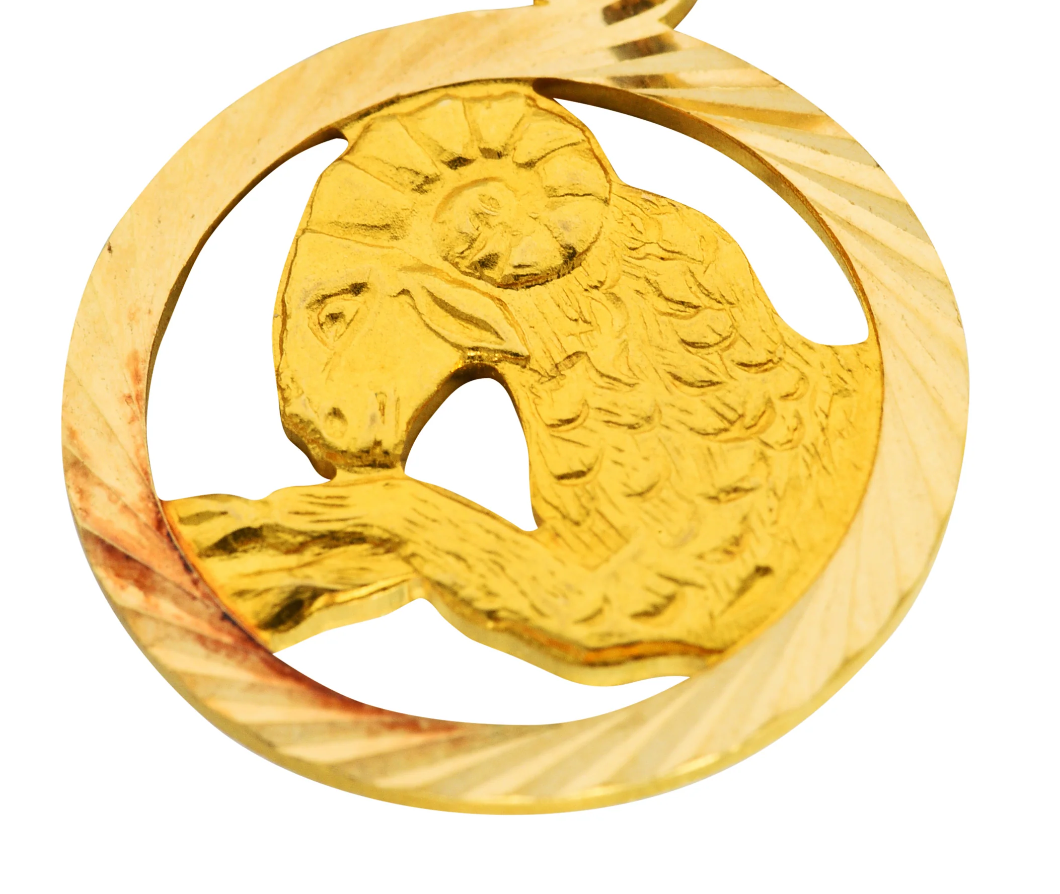 1970's Italian 18 Karat Gold Aries Zodiac Charm - Image 6