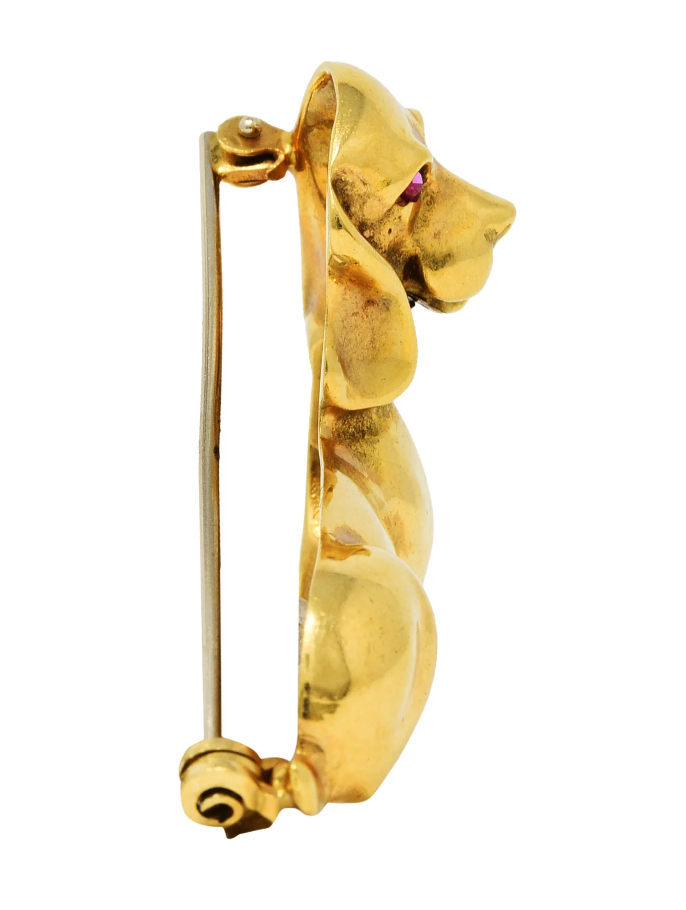 1970's Italian Vintage Ruby Diamond Dachshund Dog Brooch - Image 3