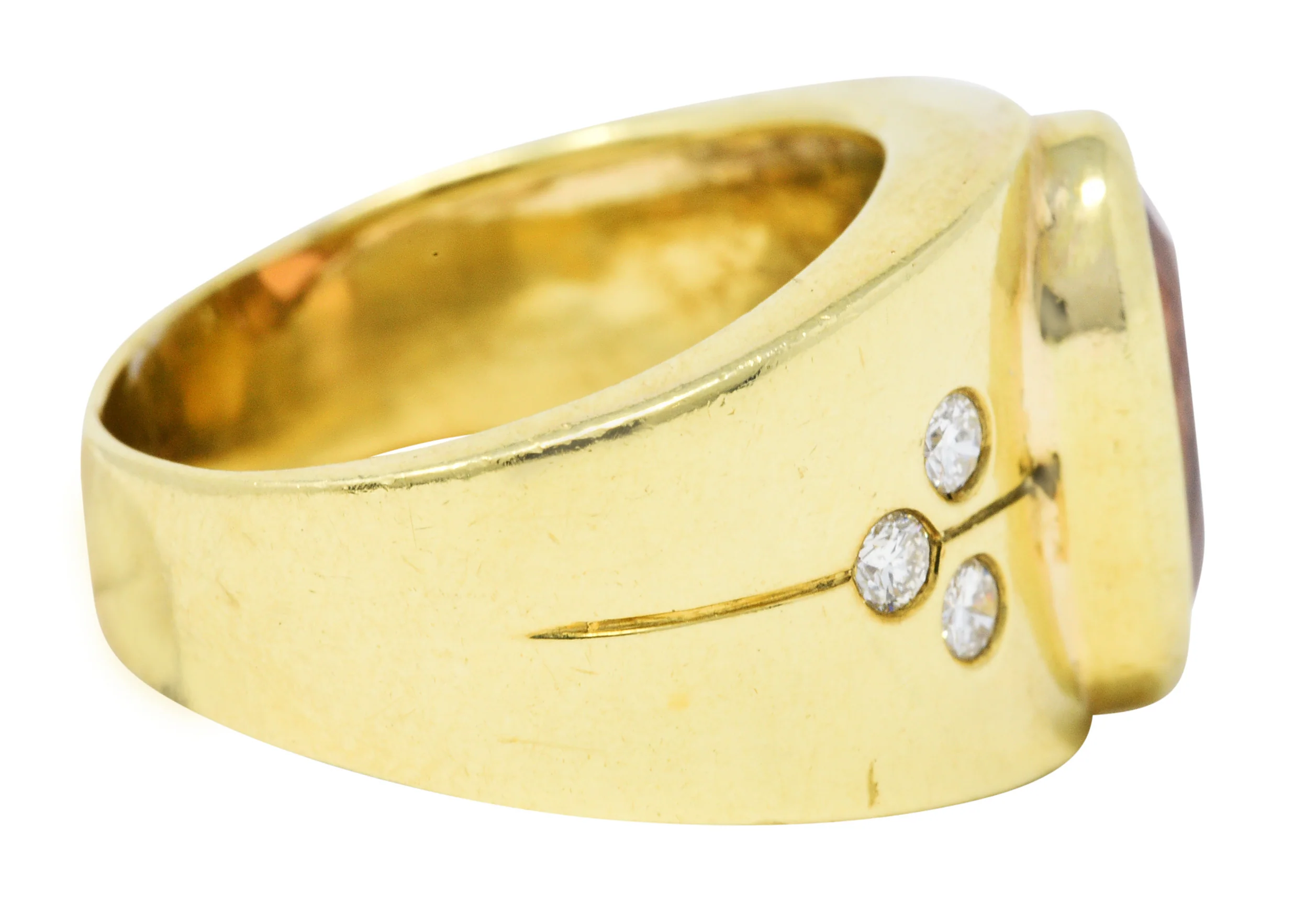 1970's Vintage Imperial Topaz Diamond 18 Karat Gold Band Ring - Image 3