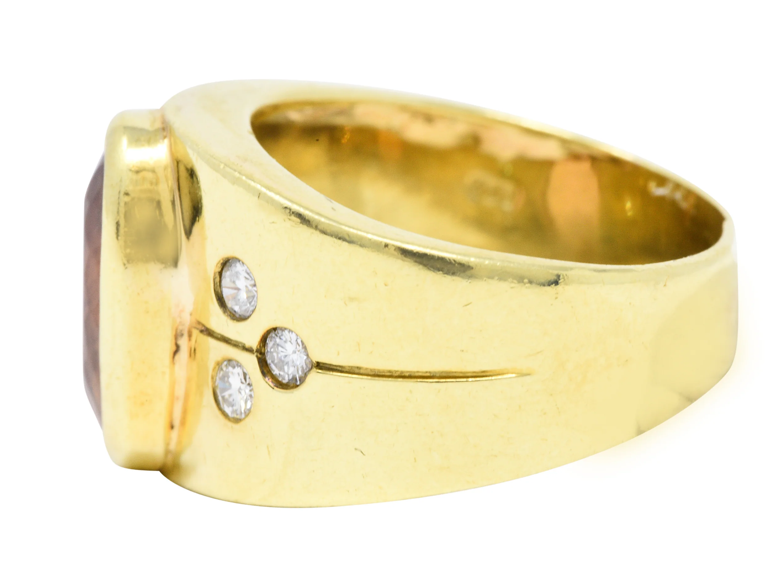 1970's Vintage Imperial Topaz Diamond 18 Karat Gold Band Ring - Image 5