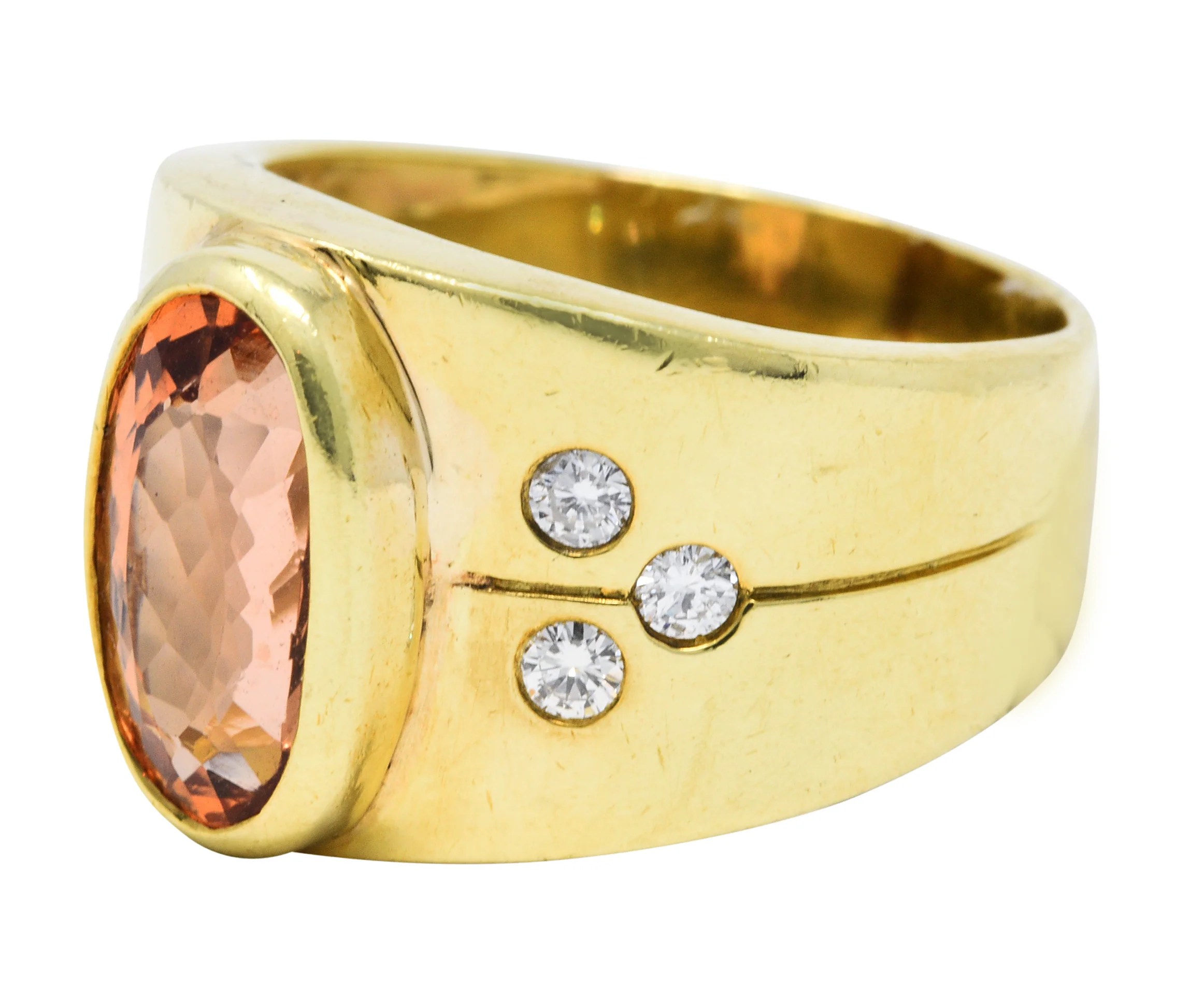 1970's Vintage Imperial Topaz Diamond 18 Karat Gold Band Ring - Image 6