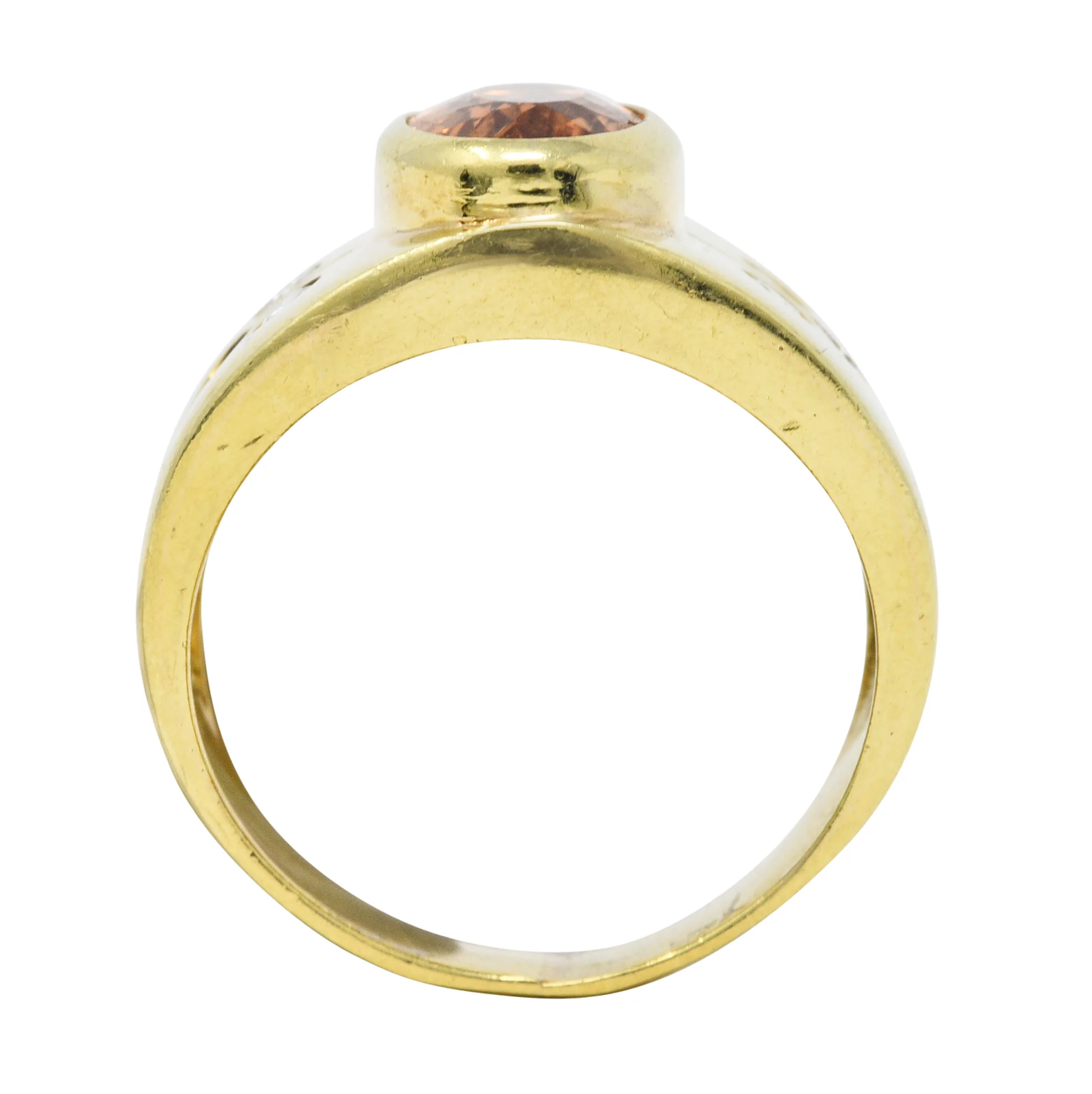 1970's Vintage Imperial Topaz Diamond 18 Karat Gold Band Ring - Image 8