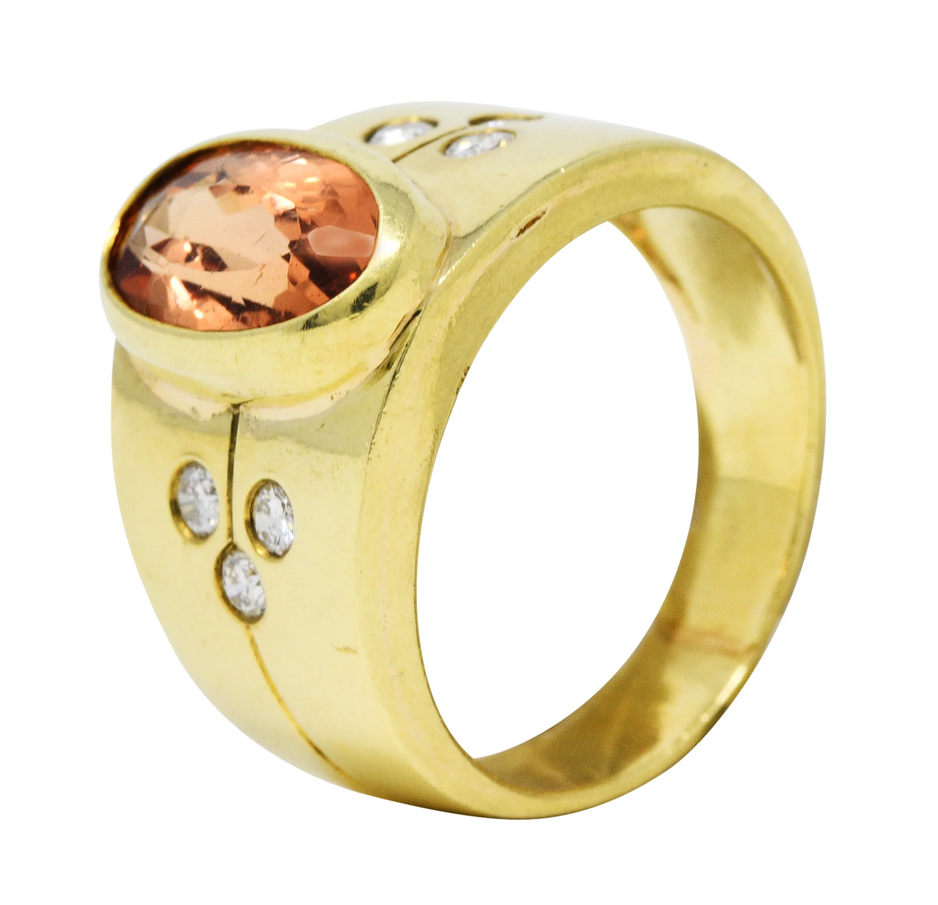 1970's Vintage Imperial Topaz Diamond 18 Karat Gold Band Ring - Image 9