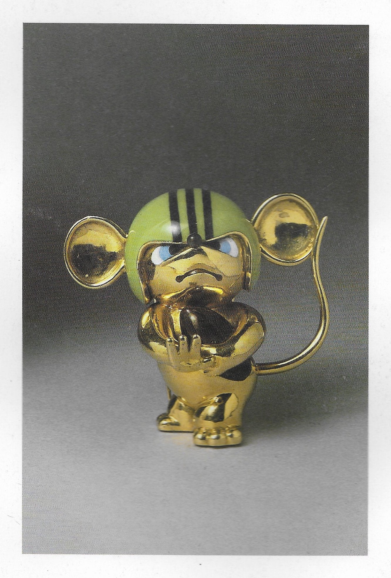1972 Vintage Enamel 18 Karat Yellow Gold Rugby Mouse Football Brooch - Image 14