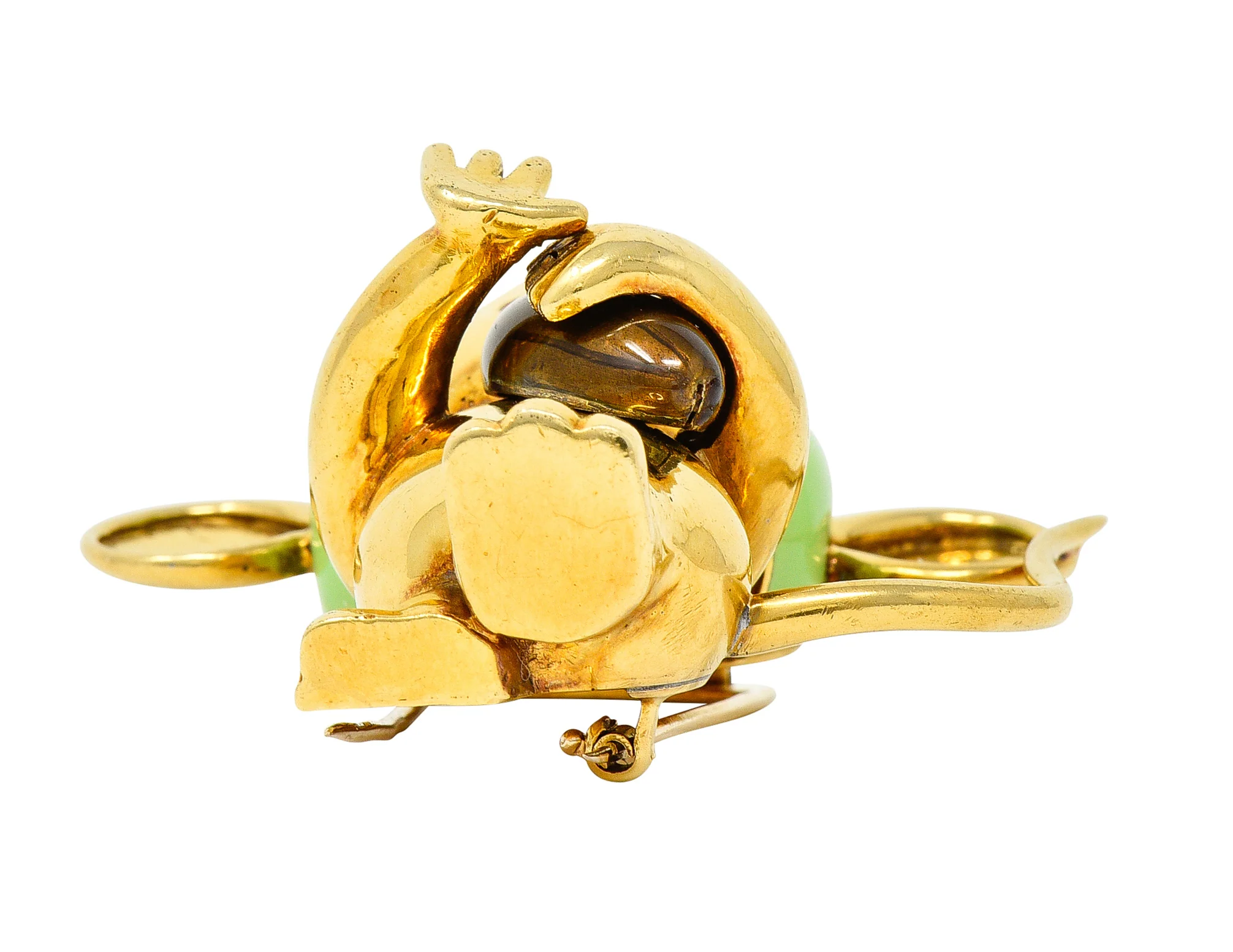 1972 Vintage Enamel 18 Karat Yellow Gold Rugby Mouse Football Brooch - Image 7