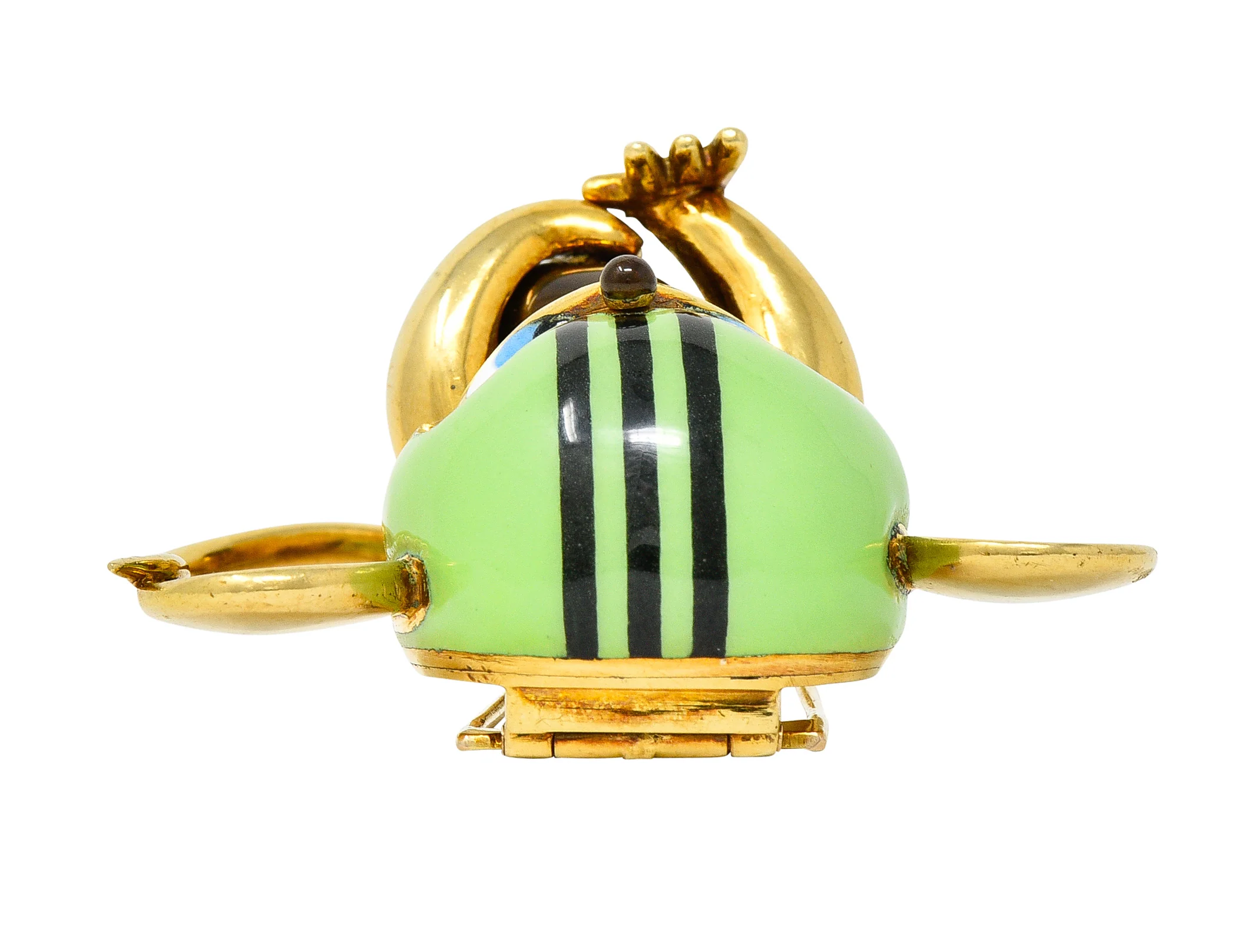 1972 Vintage Enamel 18 Karat Yellow Gold Rugby Mouse Football Brooch - Image 9