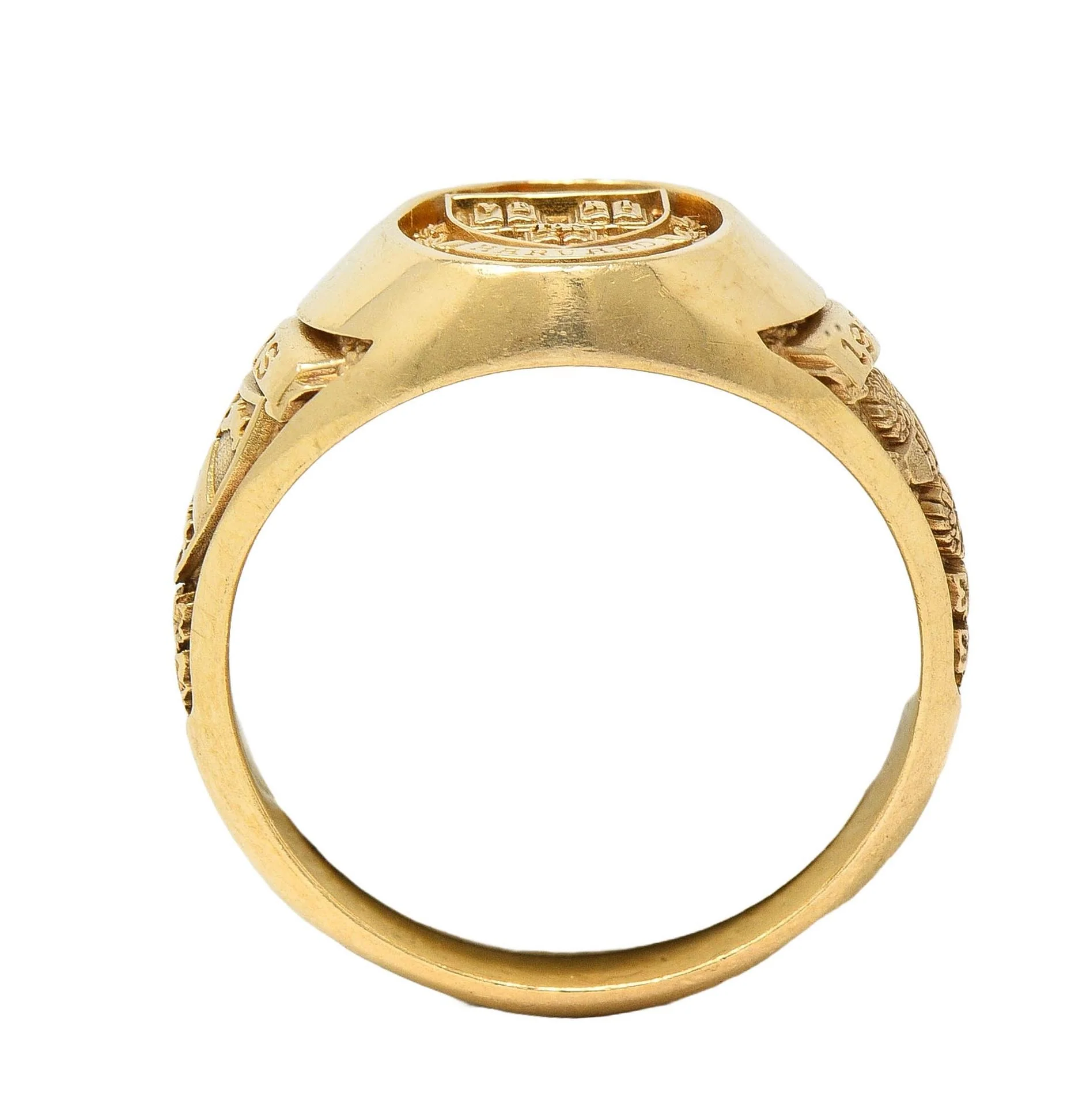 1979 14 Karat Yellow Gold Vintage Harvard Intaglio Signet Class Unisex Ring - Image 10