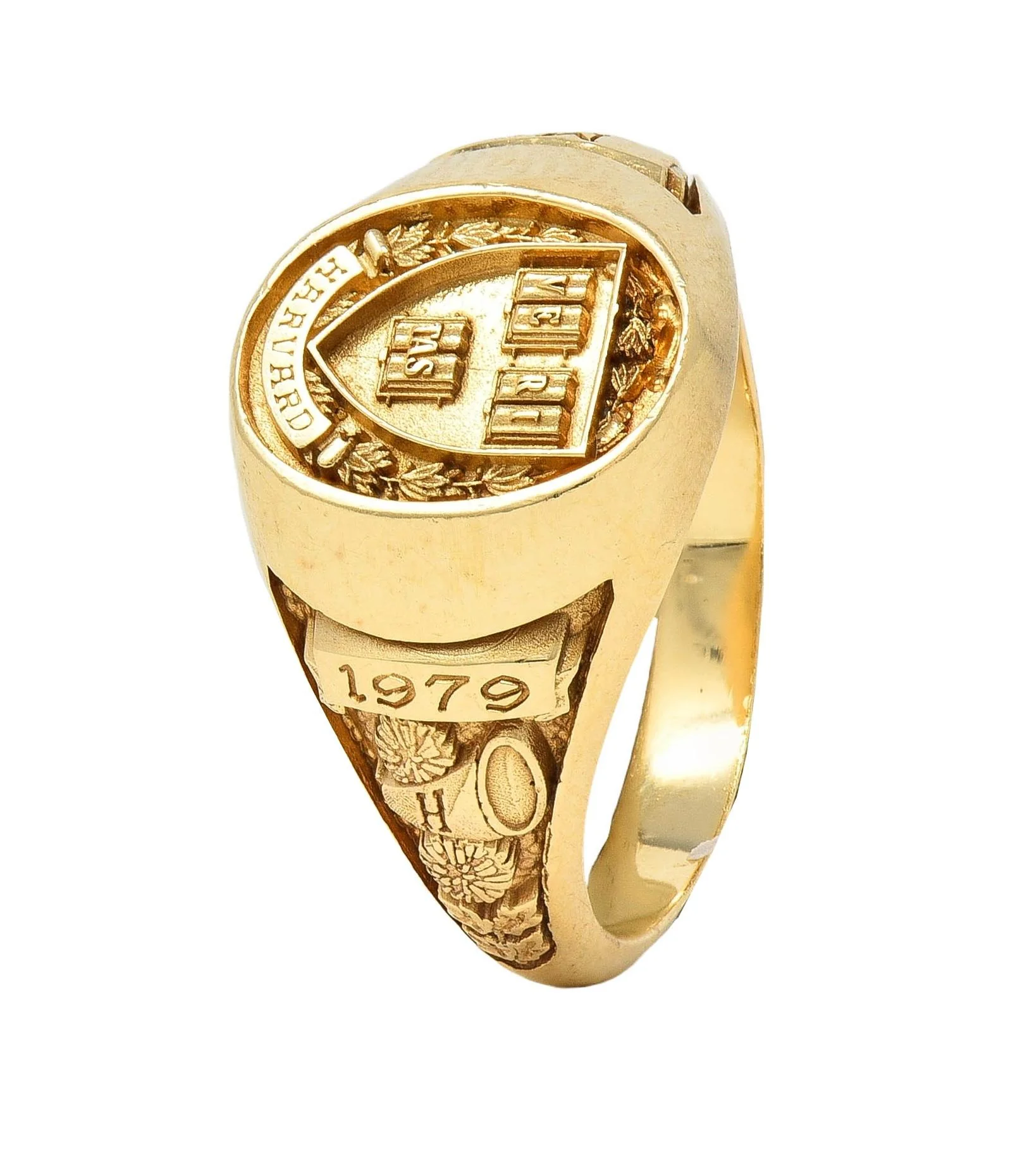 1979 14 Karat Yellow Gold Vintage Harvard Intaglio Signet Class Unisex Ring - Image 11