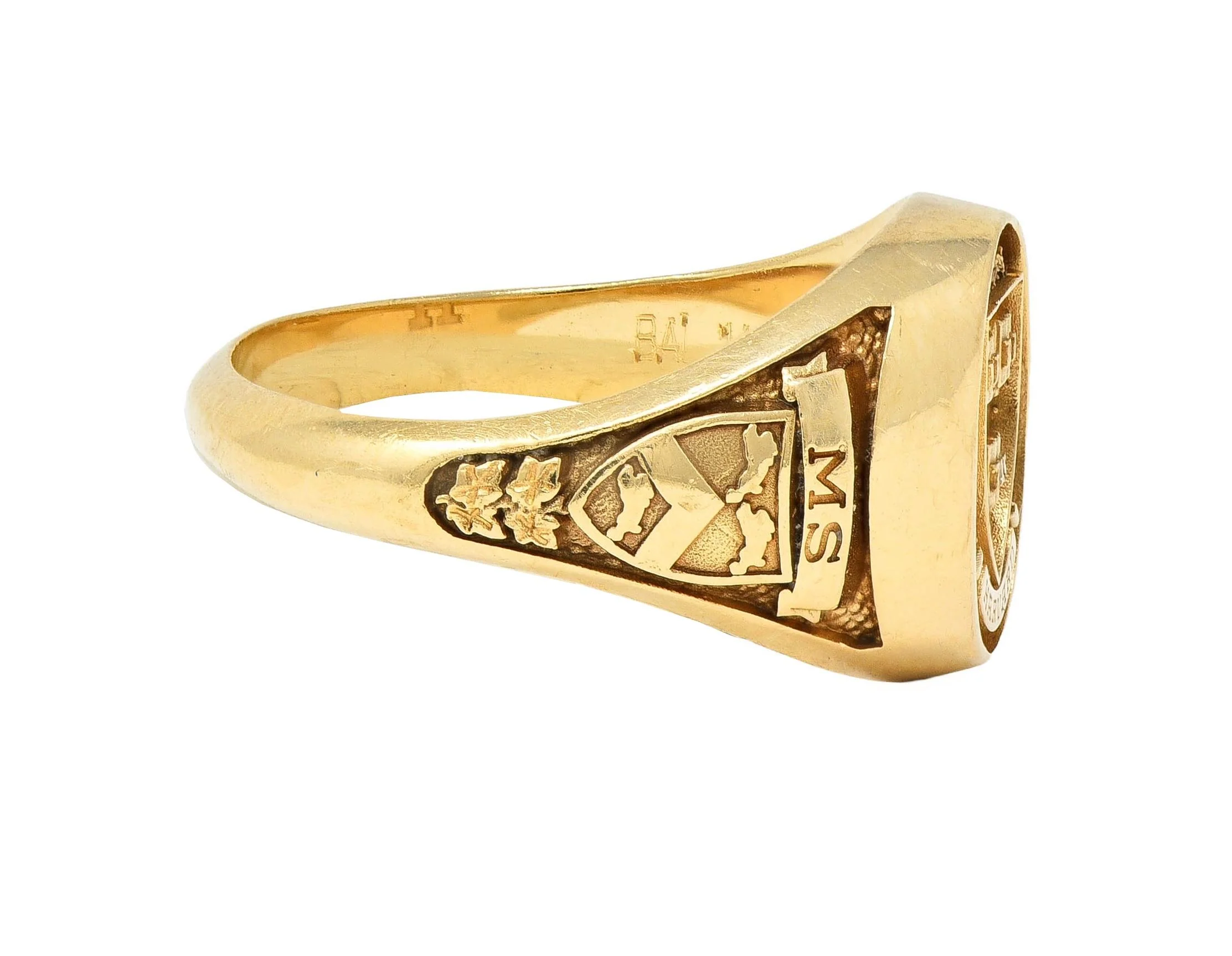 1979 14 Karat Yellow Gold Vintage Harvard Intaglio Signet Class Unisex Ring - Image 3