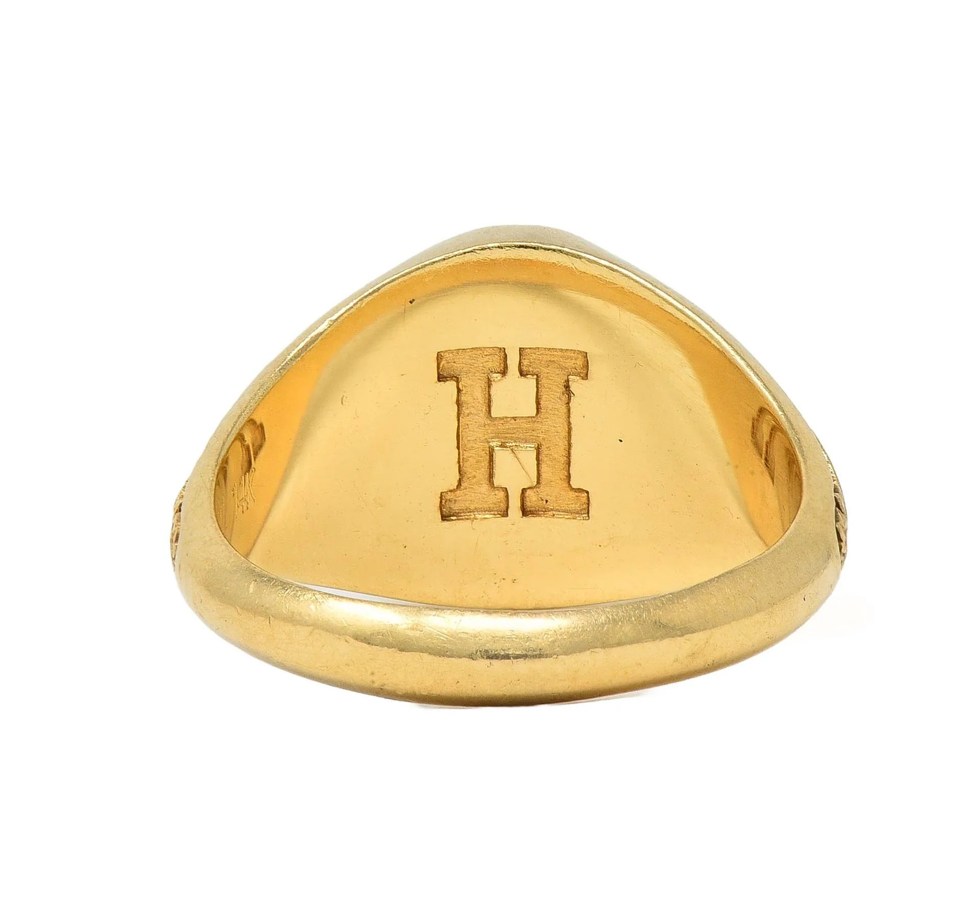 1979 14 Karat Yellow Gold Vintage Harvard Intaglio Signet Class Unisex Ring - Image 4