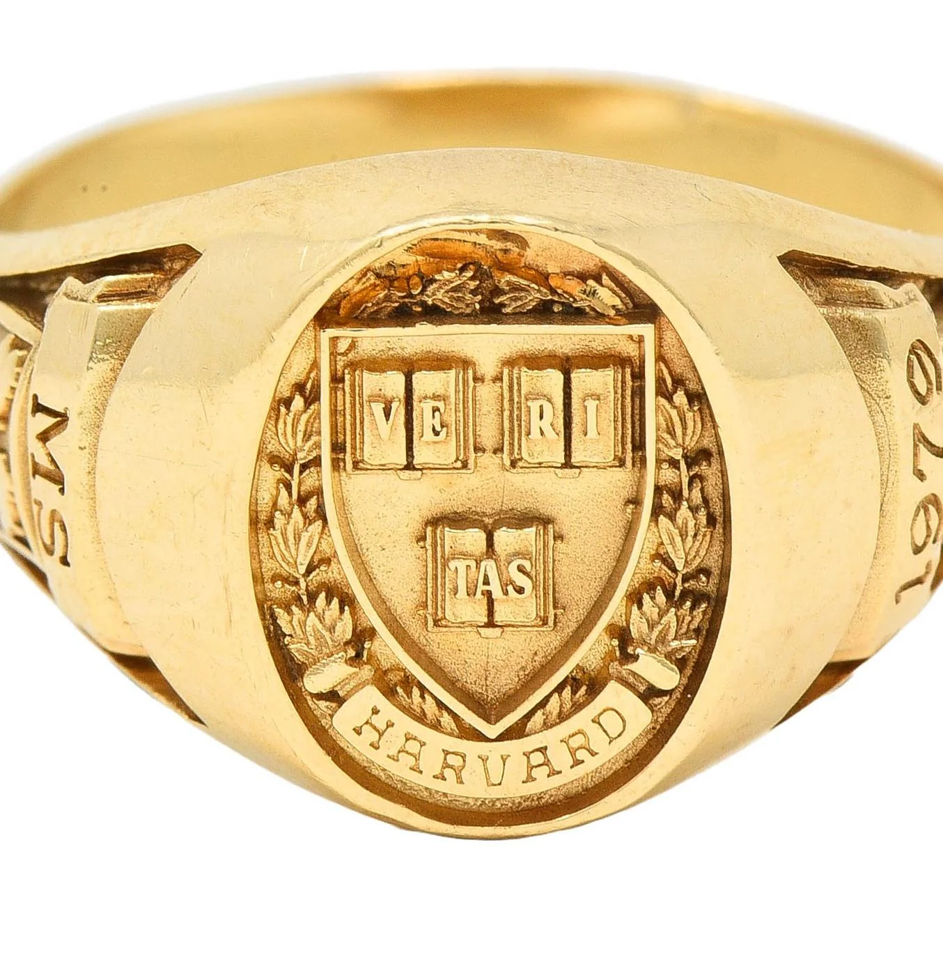 1979 14 Karat Yellow Gold Vintage Harvard Intaglio Signet Class Unisex Ring - Image 9