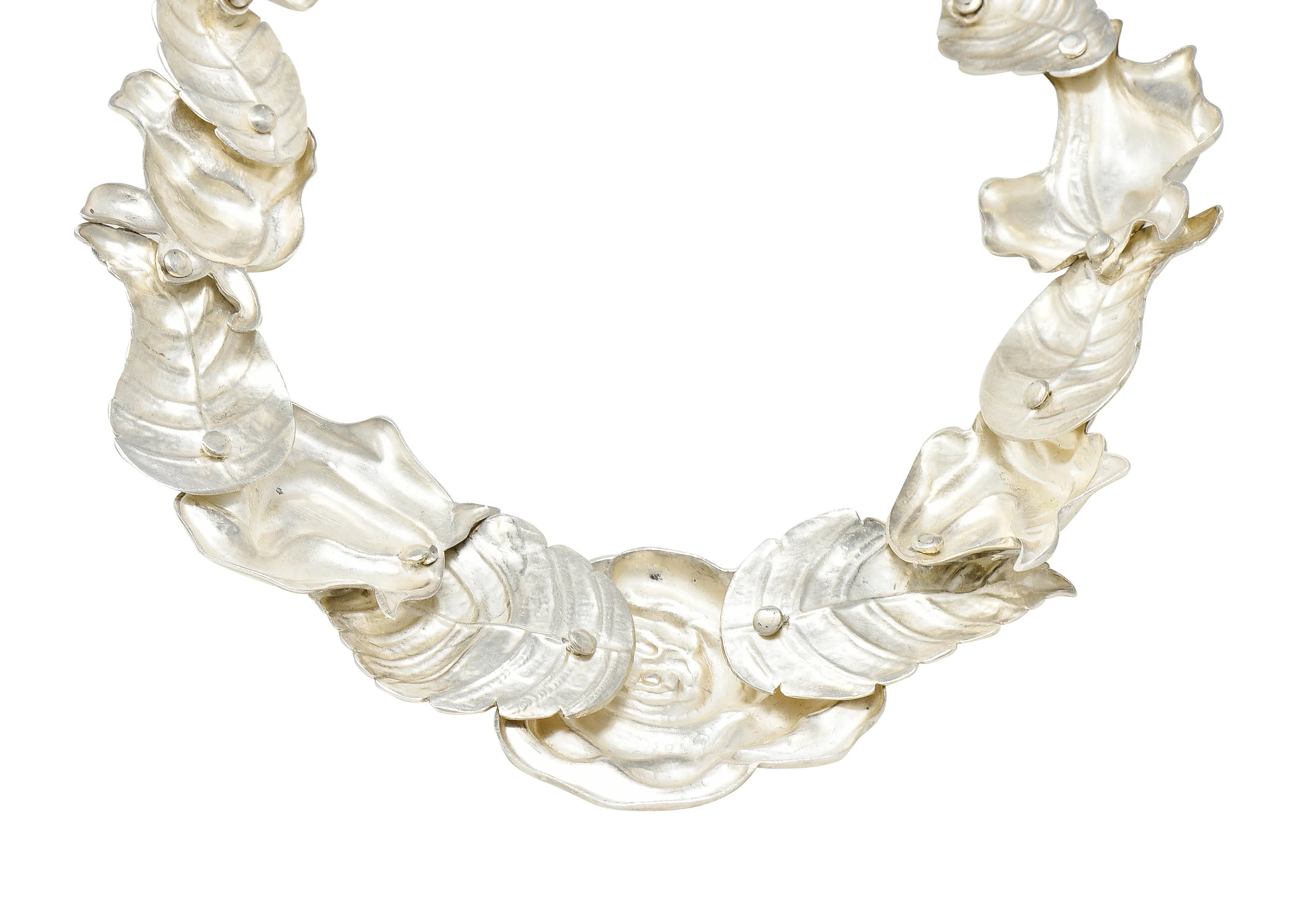 1980's Angela Cummings Tiffany & Co. Sterling Silver Flower Rose Collar Necklace - Image 5