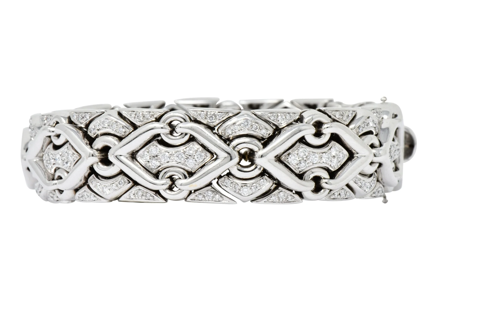 1980's Bulgari 2.40 CTW Diamond 18 Karat White Gold Trika Link Bracelet - Image 3