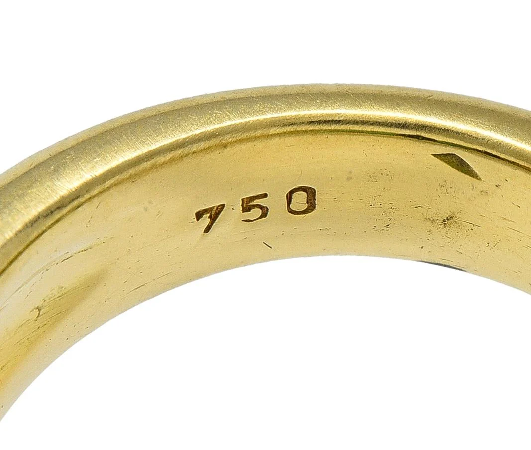 1980's Chrysoprase 18 Karat Yellow Gold Vintage Gemstone Ring - Image 5