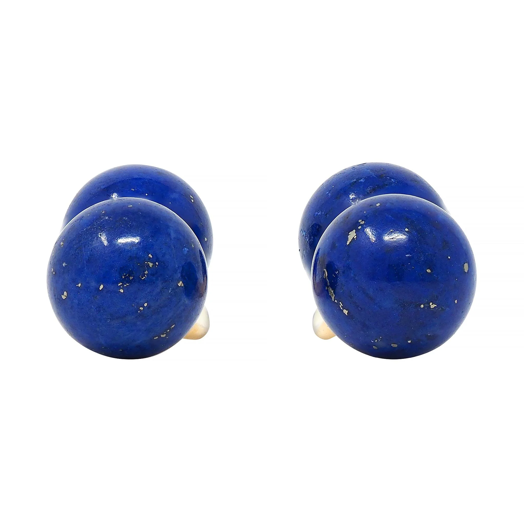 1980's Lapis Lazuli 18 Karat Yellow Gold Vintage Barbell Cufflinks - Image 5