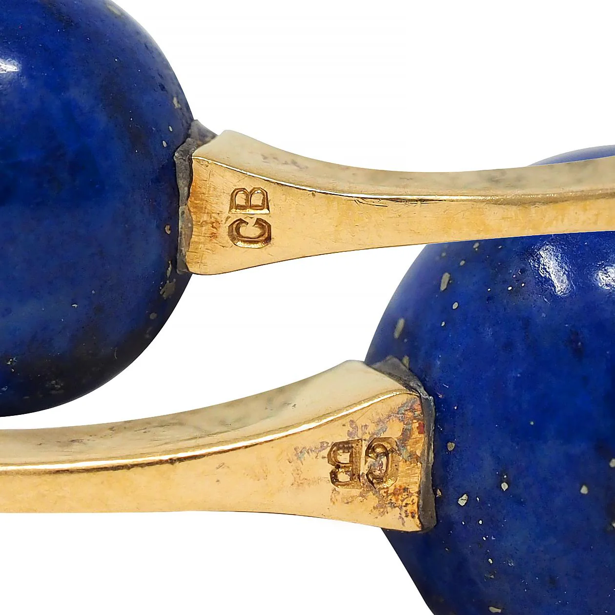1980's Lapis Lazuli 18 Karat Yellow Gold Vintage Barbell Cufflinks - Image 6