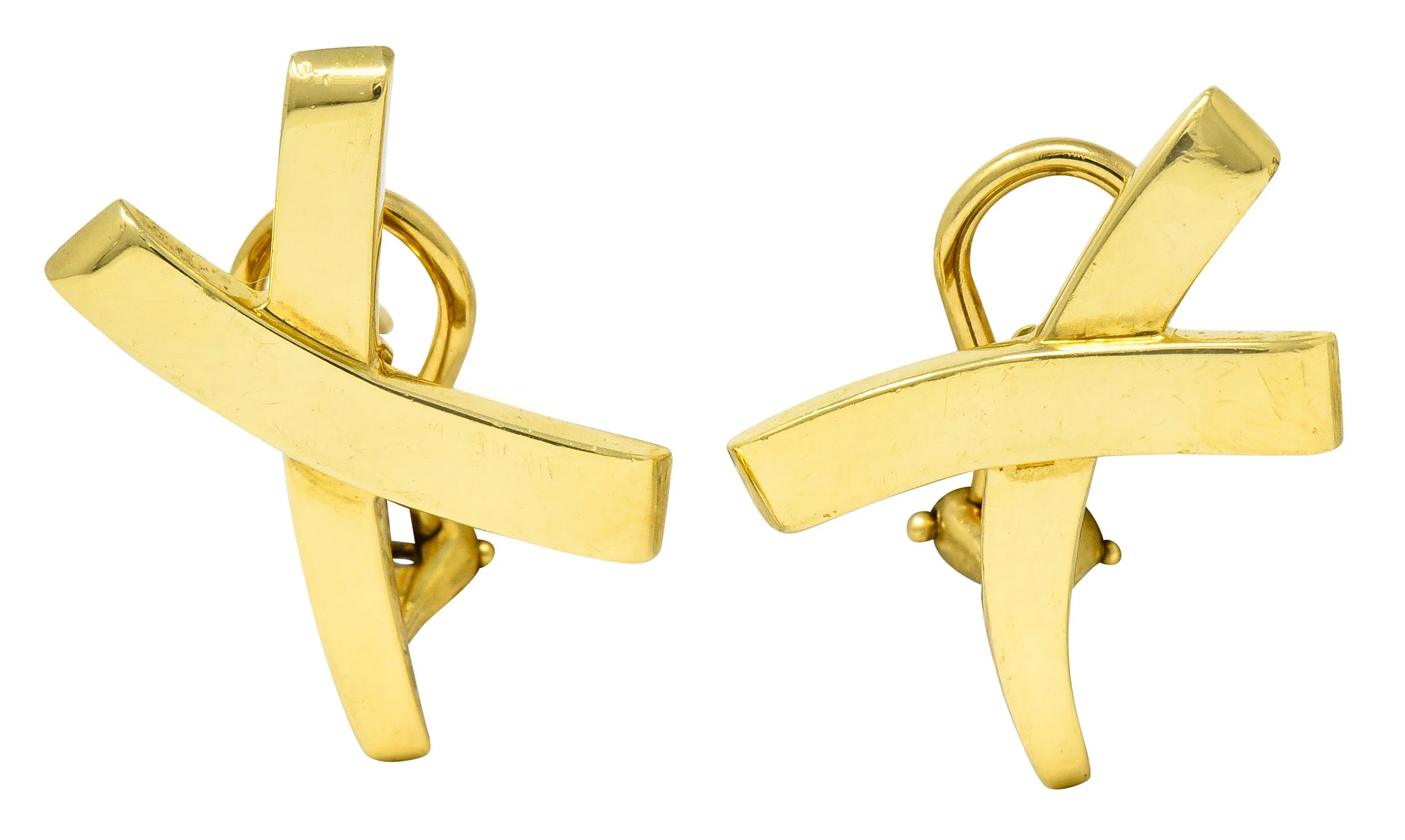 1980's Paloma Picasso Tiffany & Co. 18 Karat Gold Graffiti X Earrings
