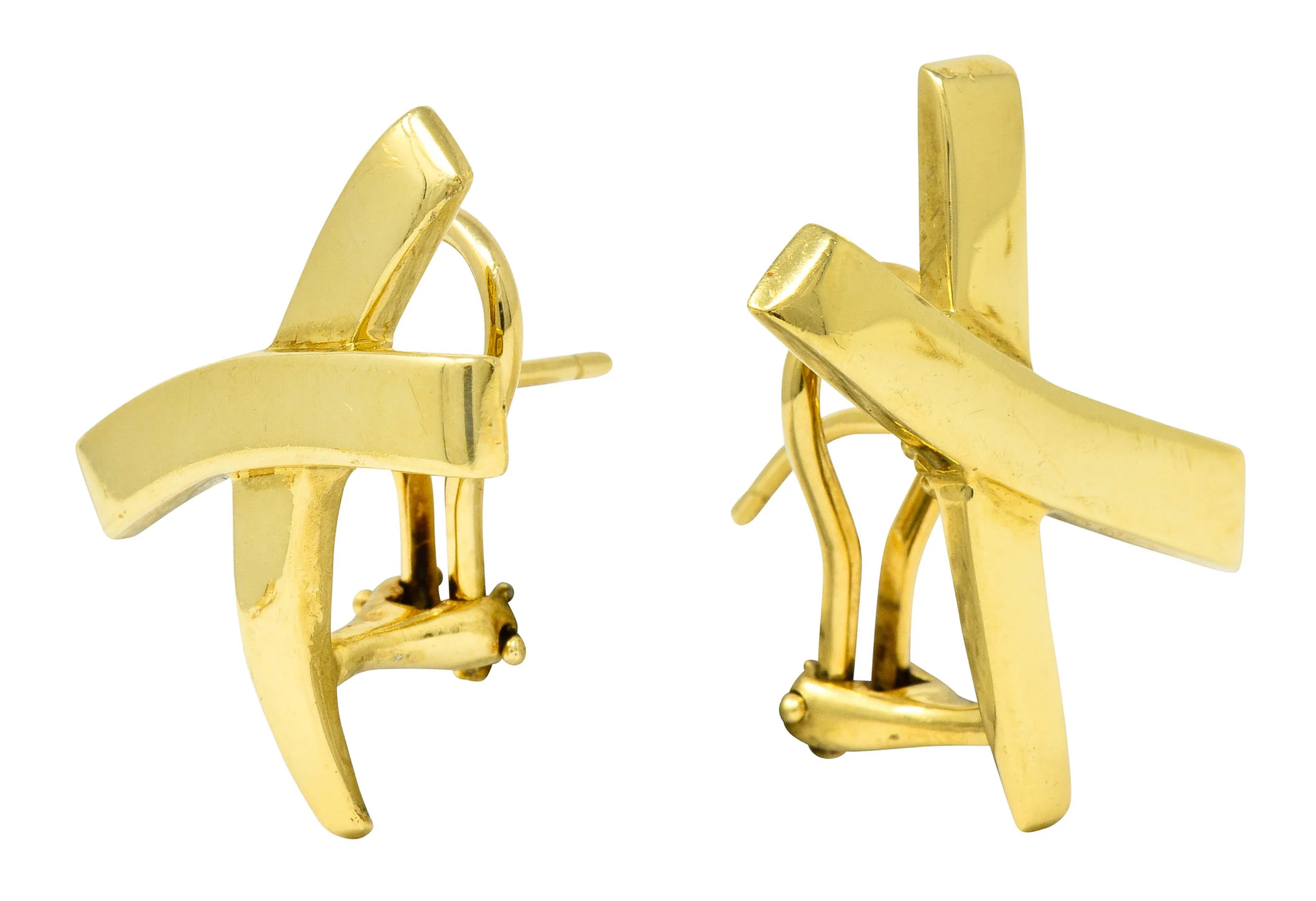 1980's Paloma Picasso Tiffany & Co. 18 Karat Gold Graffiti X Earrings - Image 3
