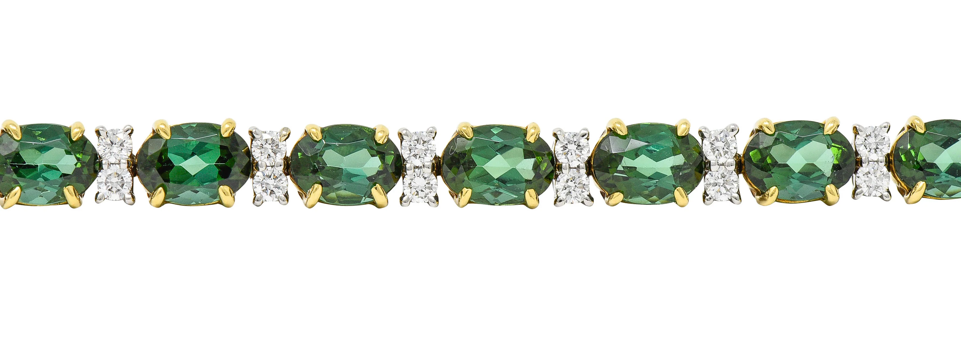1980's Tiffany & Co. Diamond Tourmaline Platinum 18 Karat Gold Tennis Bracelet - Image 5