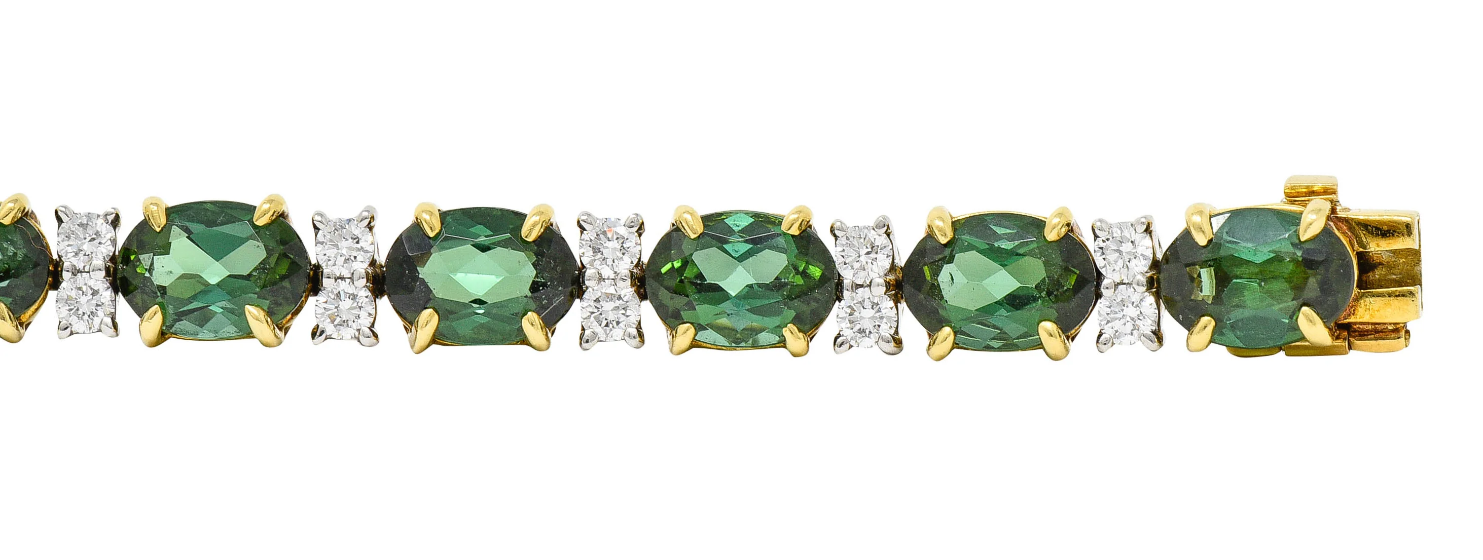 1980's Tiffany & Co. Diamond Tourmaline Platinum 18 Karat Gold Tennis Bracelet - Image 6