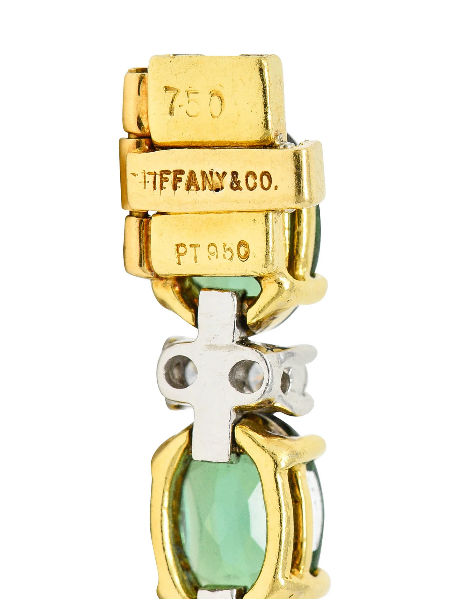 1980's Tiffany & Co. Diamond Tourmaline Platinum 18 Karat Gold Tennis Bracelet - Image 8