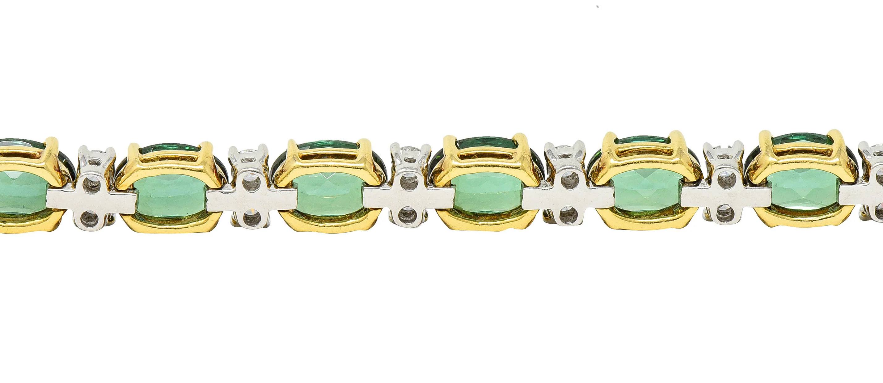 1980's Tiffany & Co. Diamond Tourmaline Platinum 18 Karat Gold Tennis Bracelet - Image 9
