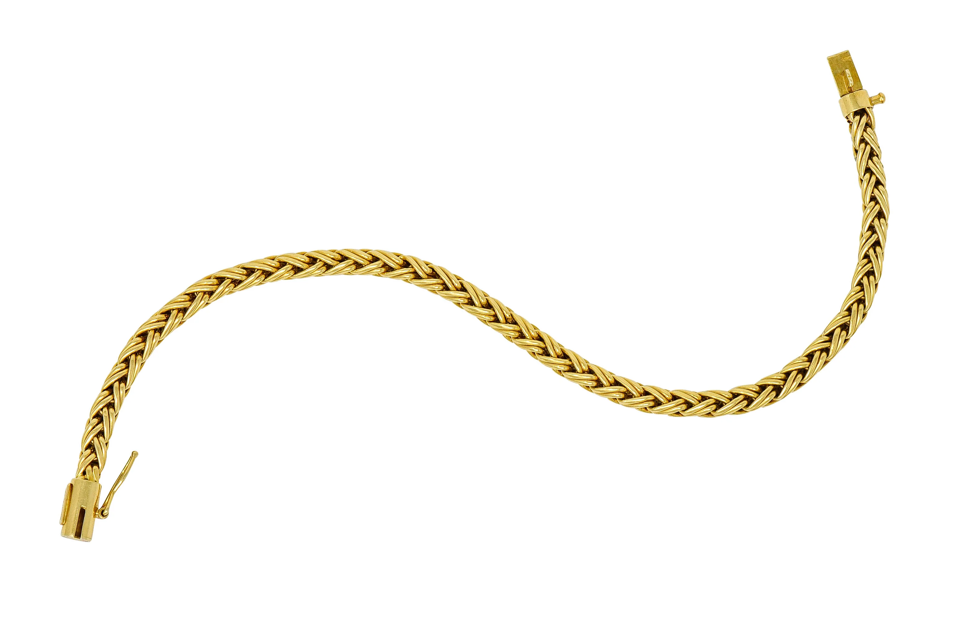 1980's Tiffany & Co. Vintage 18 Karat Gold Wheat Chain Bracelet - Image 2