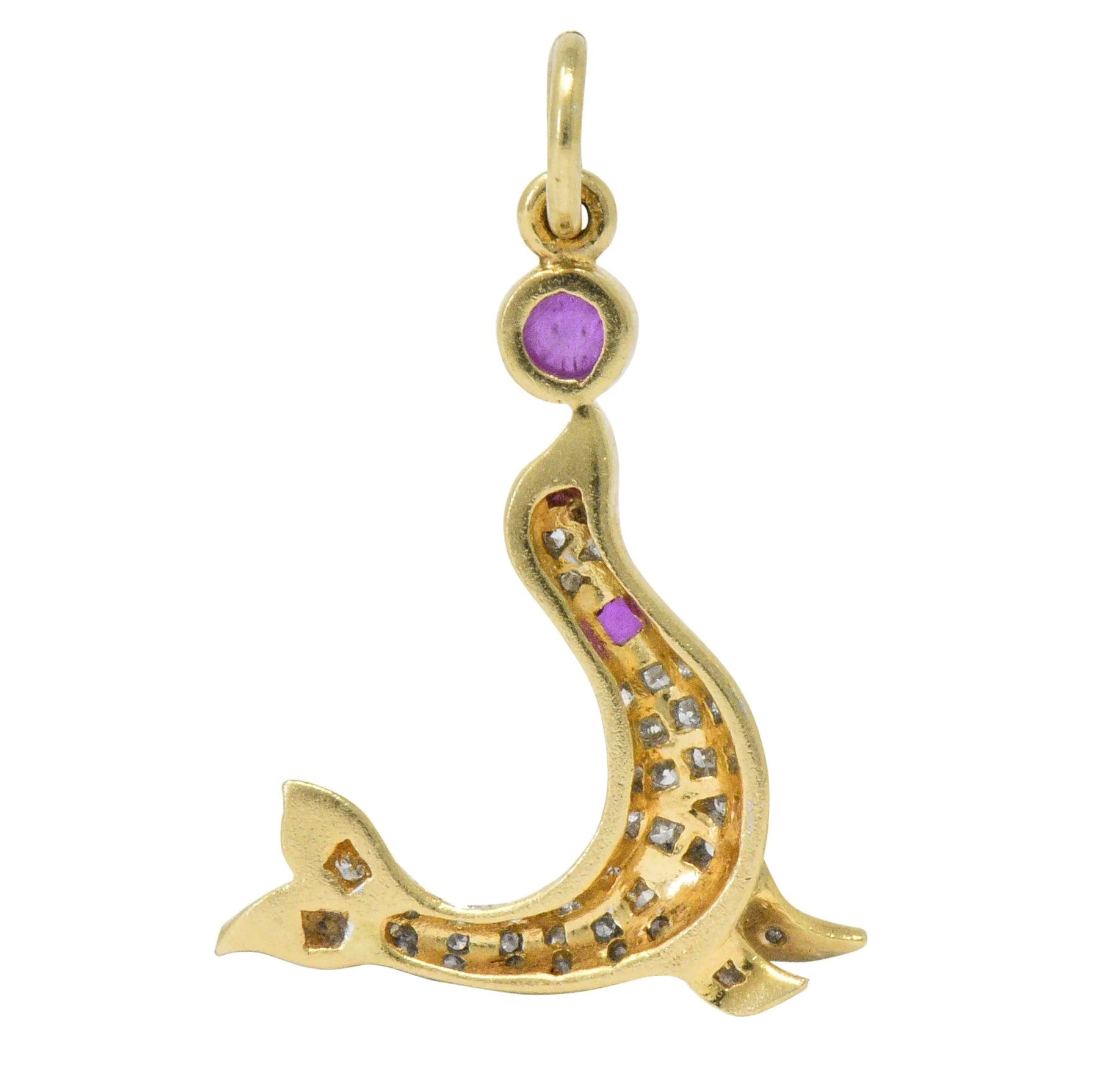 1980's Vintage 0.80 CTW Diamond Ruby 18 Karat Two-Tone Gold Seal Charm - Image 3