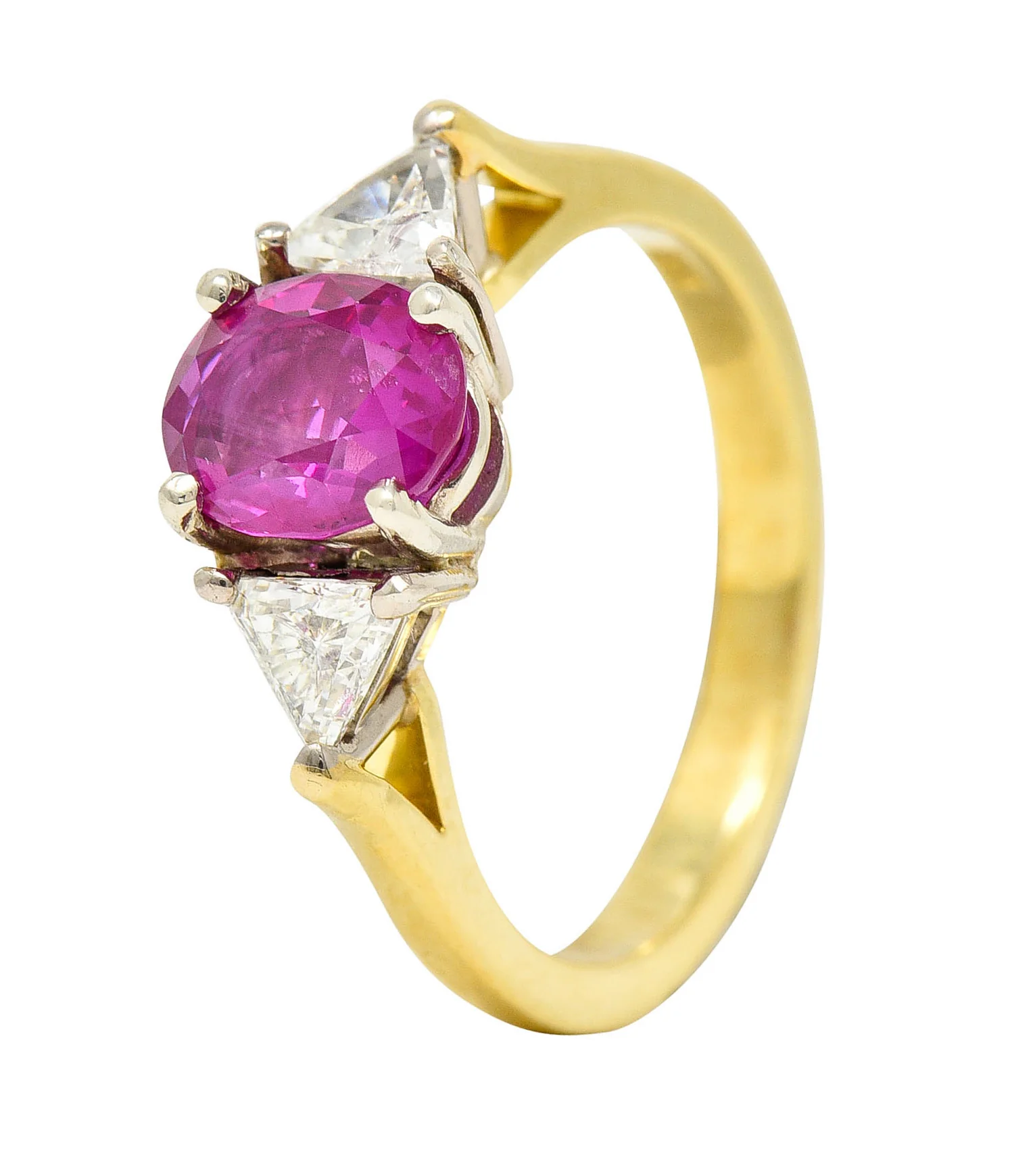 1980's Vintage 1.68 CTW Burmese Ruby Diamond 18 Karat Two-Tone Gold Ring AGL - Image 10