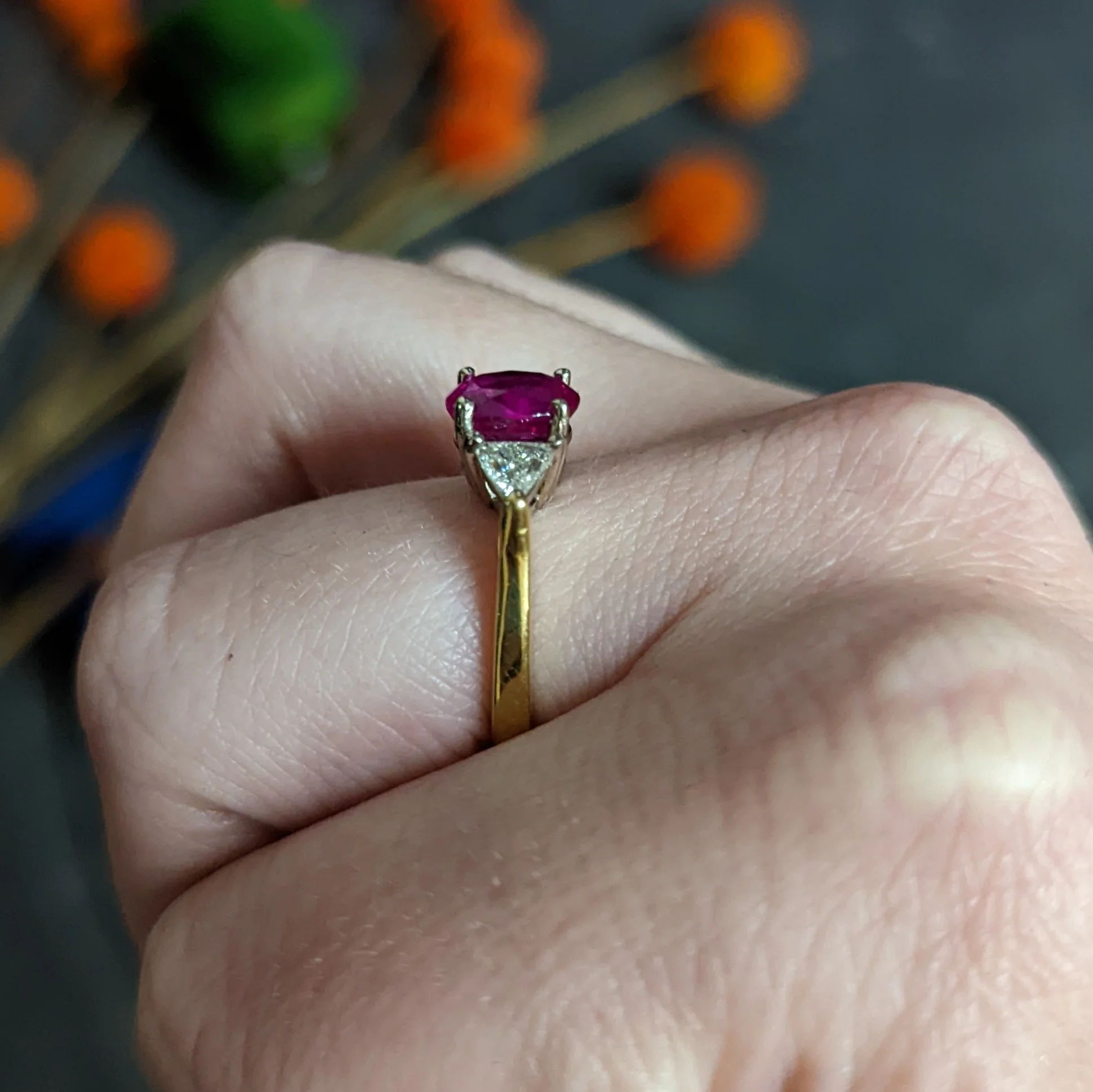 1980's Vintage 1.68 CTW Burmese Ruby Diamond 18 Karat Two-Tone Gold Ring AGL - Image 13
