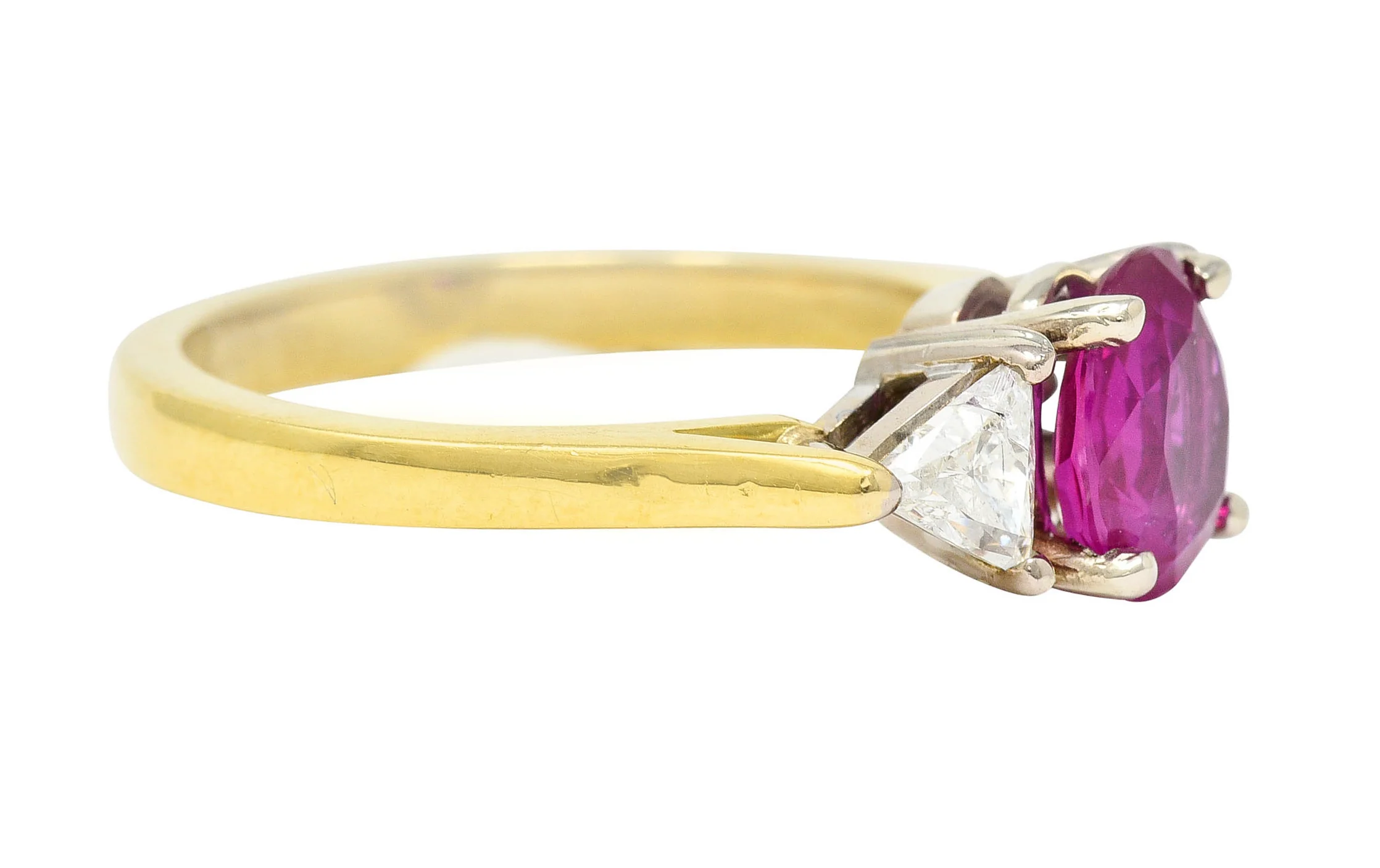 1980's Vintage 1.68 CTW Burmese Ruby Diamond 18 Karat Two-Tone Gold Ring AGL - Image 3