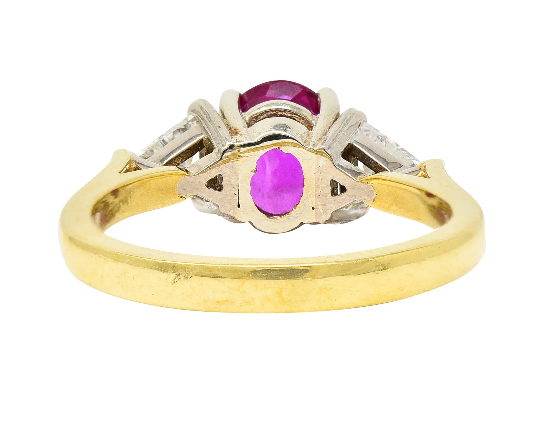1980's Vintage 1.68 CTW Burmese Ruby Diamond 18 Karat Two-Tone Gold Ring AGL - Image 4
