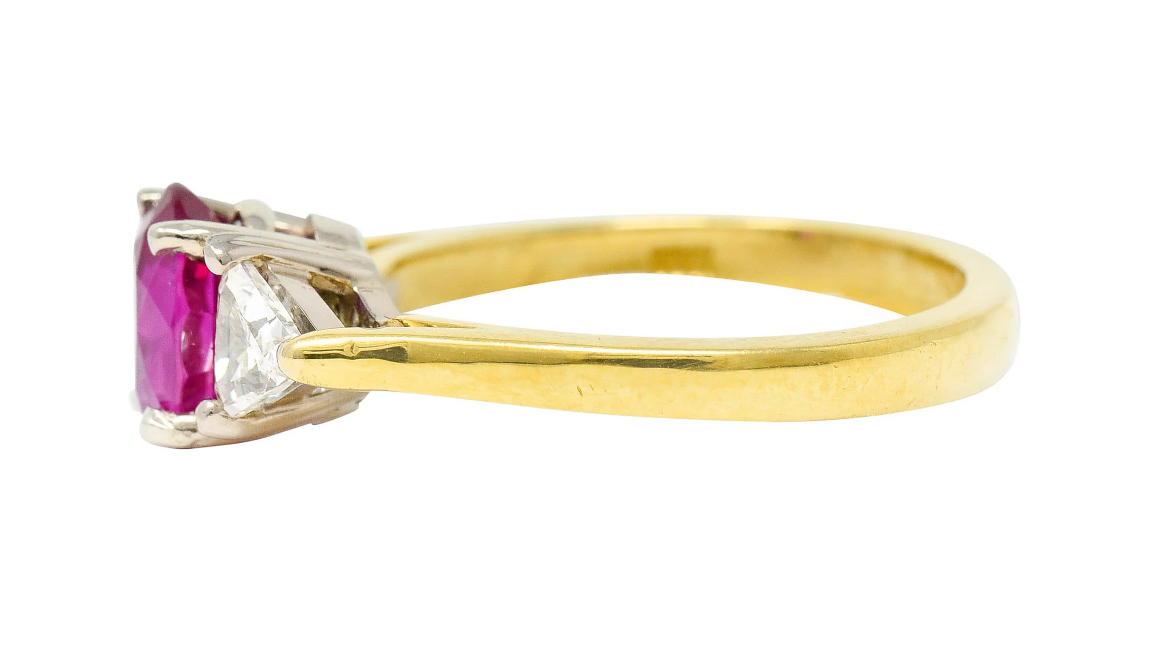 1980's Vintage 1.68 CTW Burmese Ruby Diamond 18 Karat Two-Tone Gold Ring AGL - Image 5