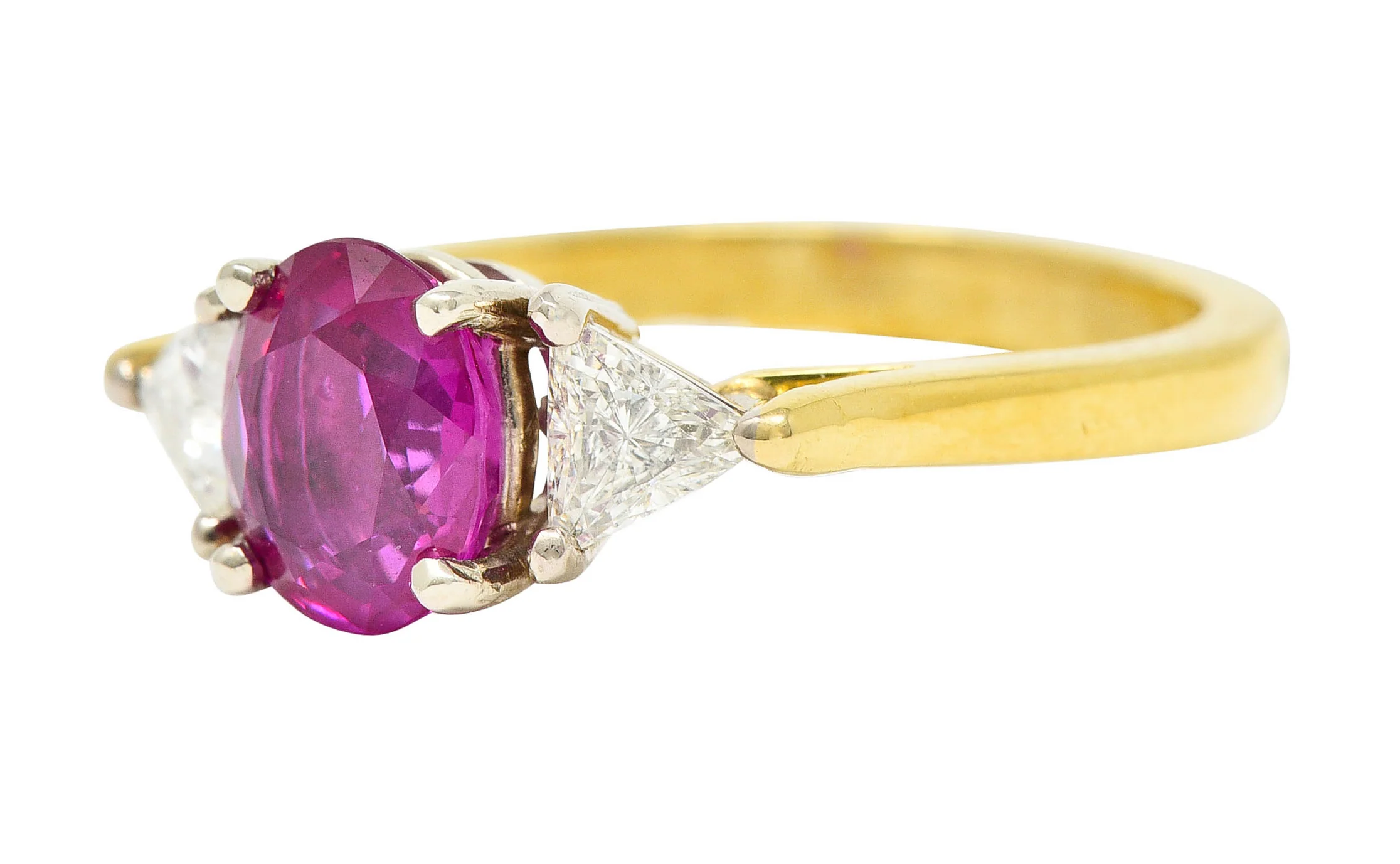 1980's Vintage 1.68 CTW Burmese Ruby Diamond 18 Karat Two-Tone Gold Ring AGL - Image 6