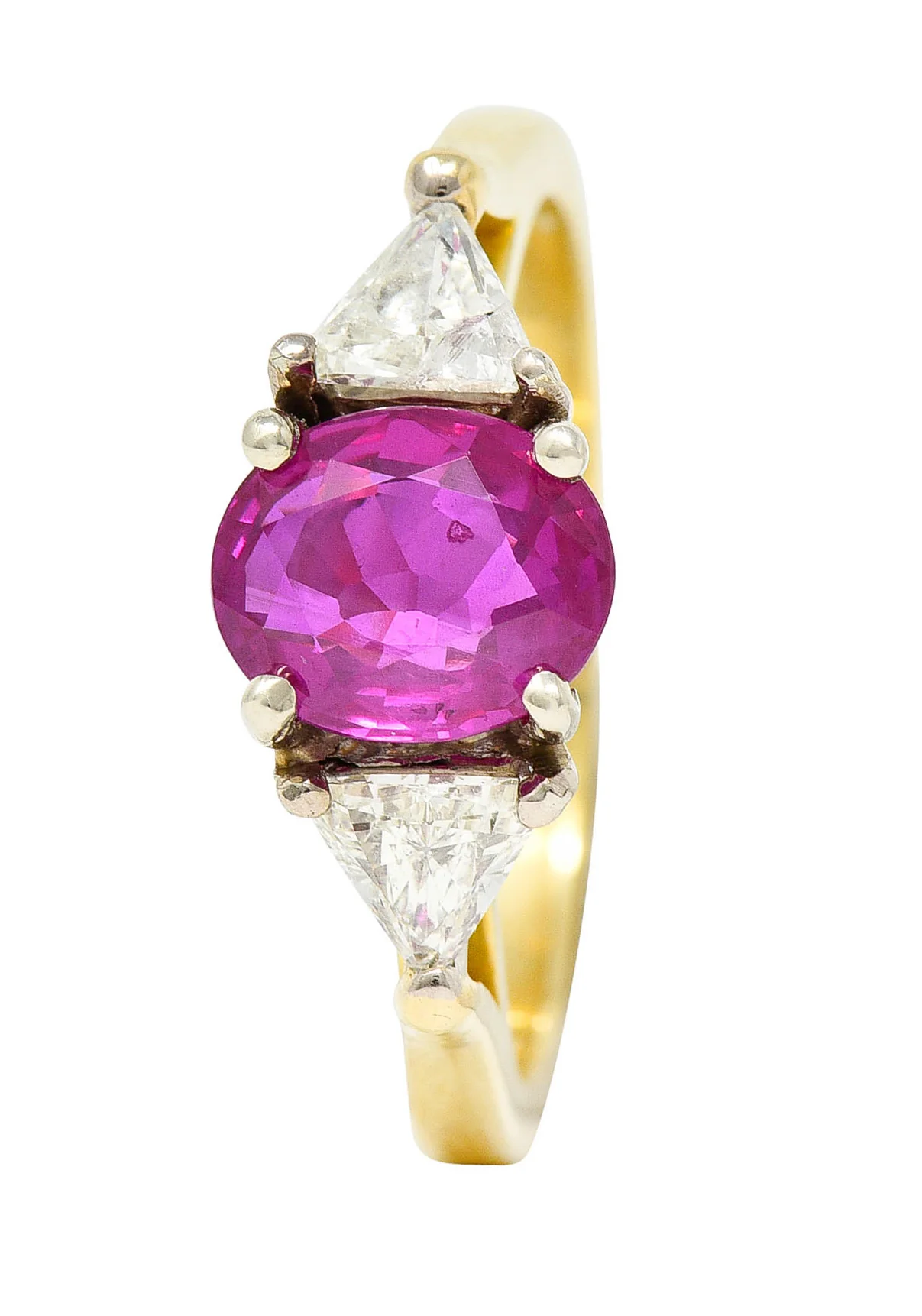 1980's Vintage 1.68 CTW Burmese Ruby Diamond 18 Karat Two-Tone Gold Ring AGL - Image 8