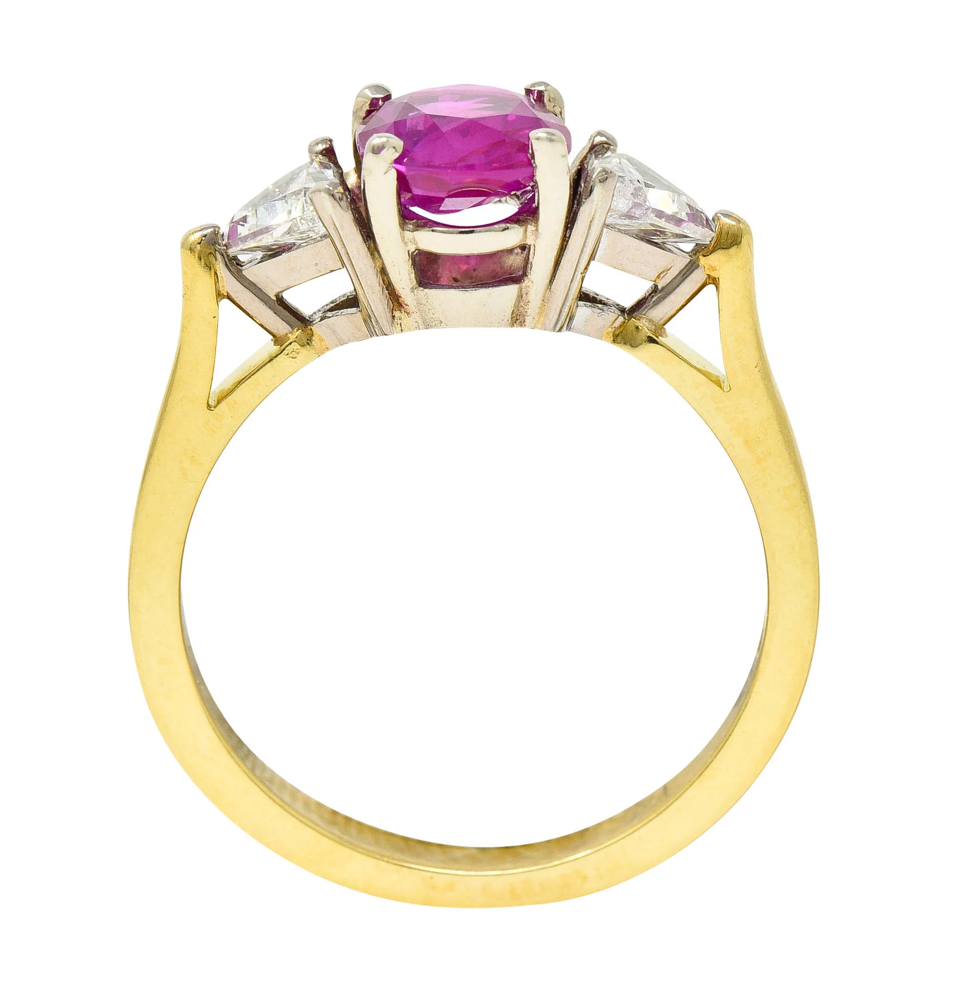 1980's Vintage 1.68 CTW Burmese Ruby Diamond 18 Karat Two-Tone Gold Ring AGL - Image 9