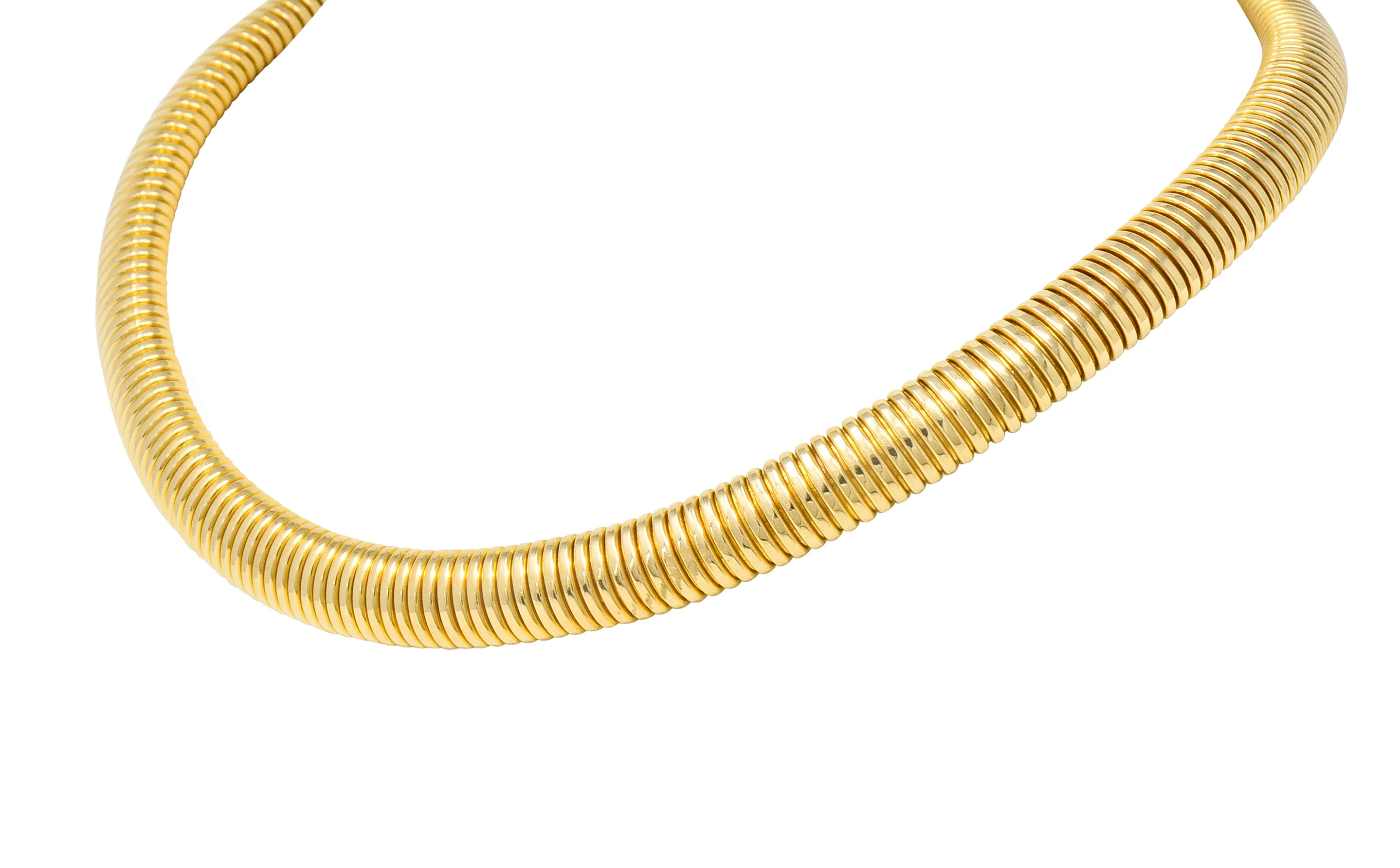 1980's Vintage 14 Karat Gold Tubogas Collar Necklace - Image 3
