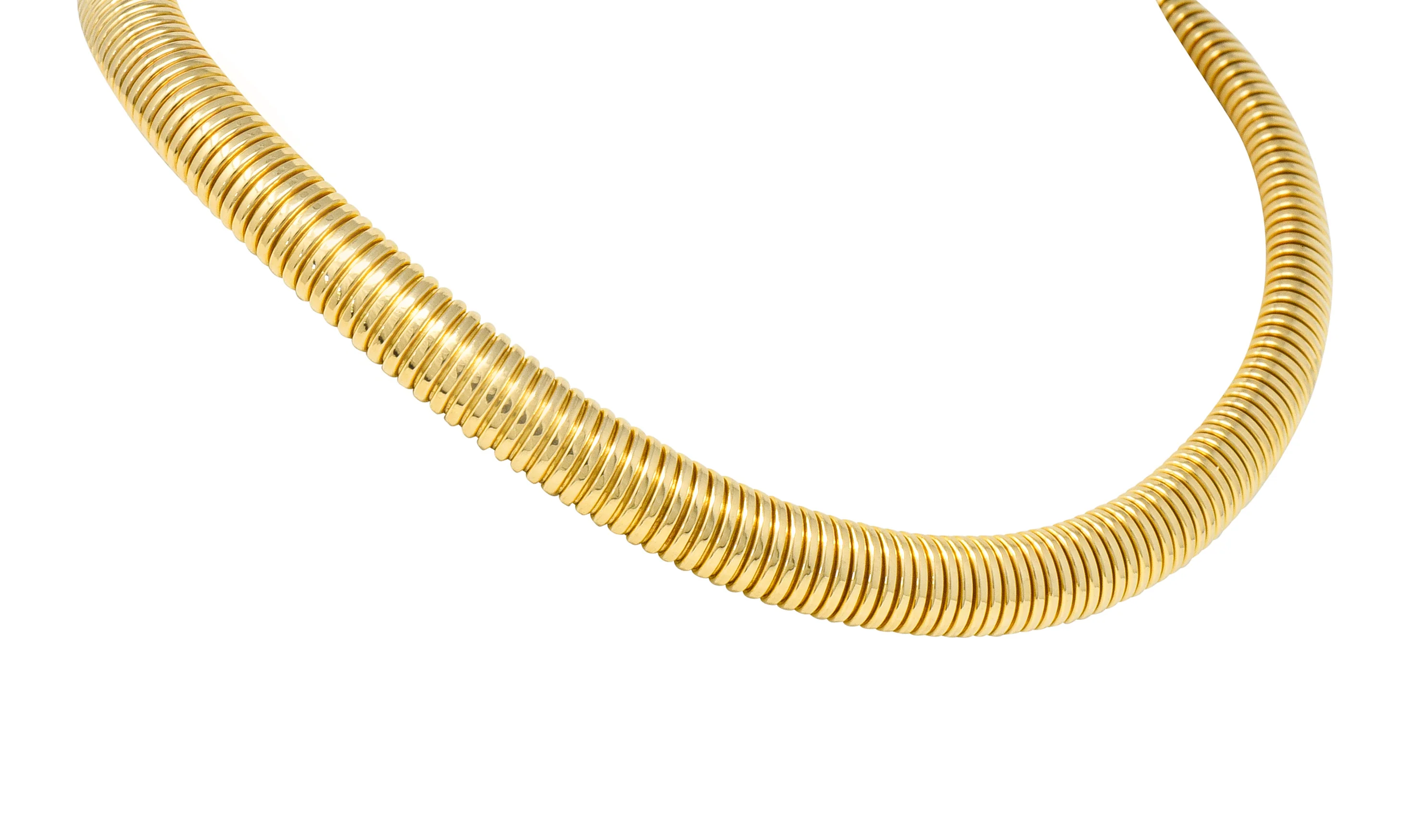1980's Vintage 14 Karat Gold Tubogas Collar Necklace - Image 4