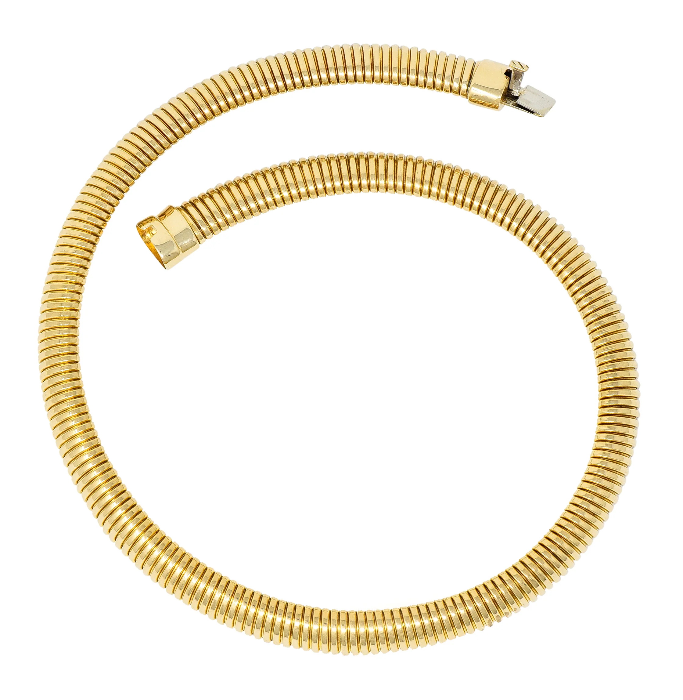 1980's Vintage 14 Karat Gold Tubogas Collar Necklace - Image 7