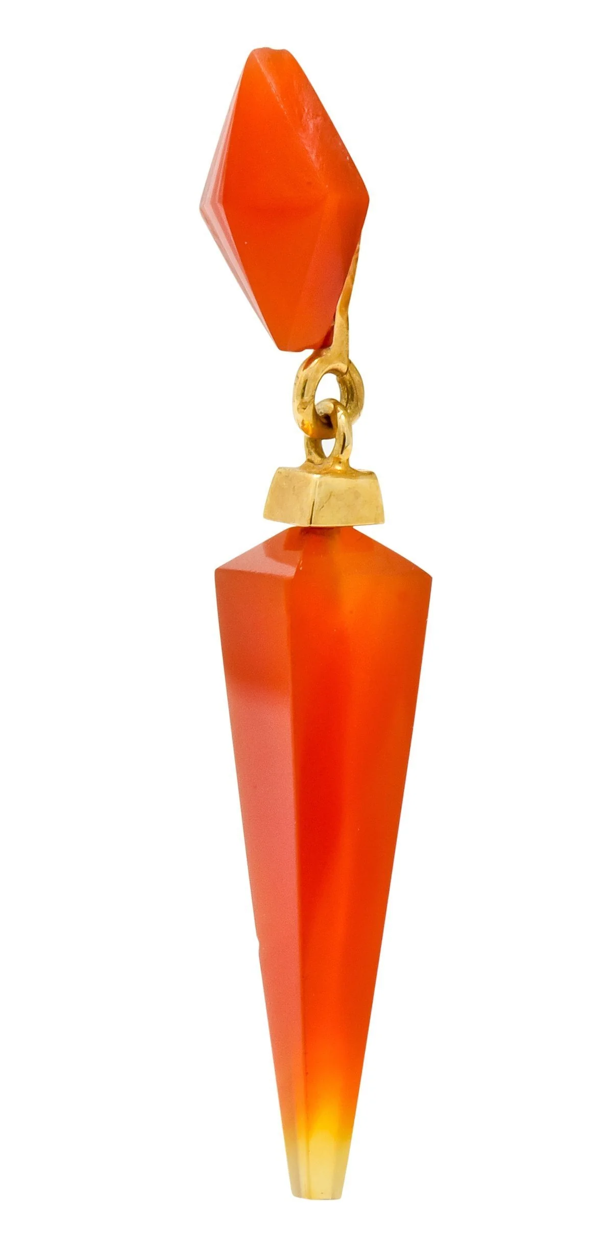 1980's Vintage Carnelian 14 Karat Gold Pyramidal Drop Earrings - Image 4