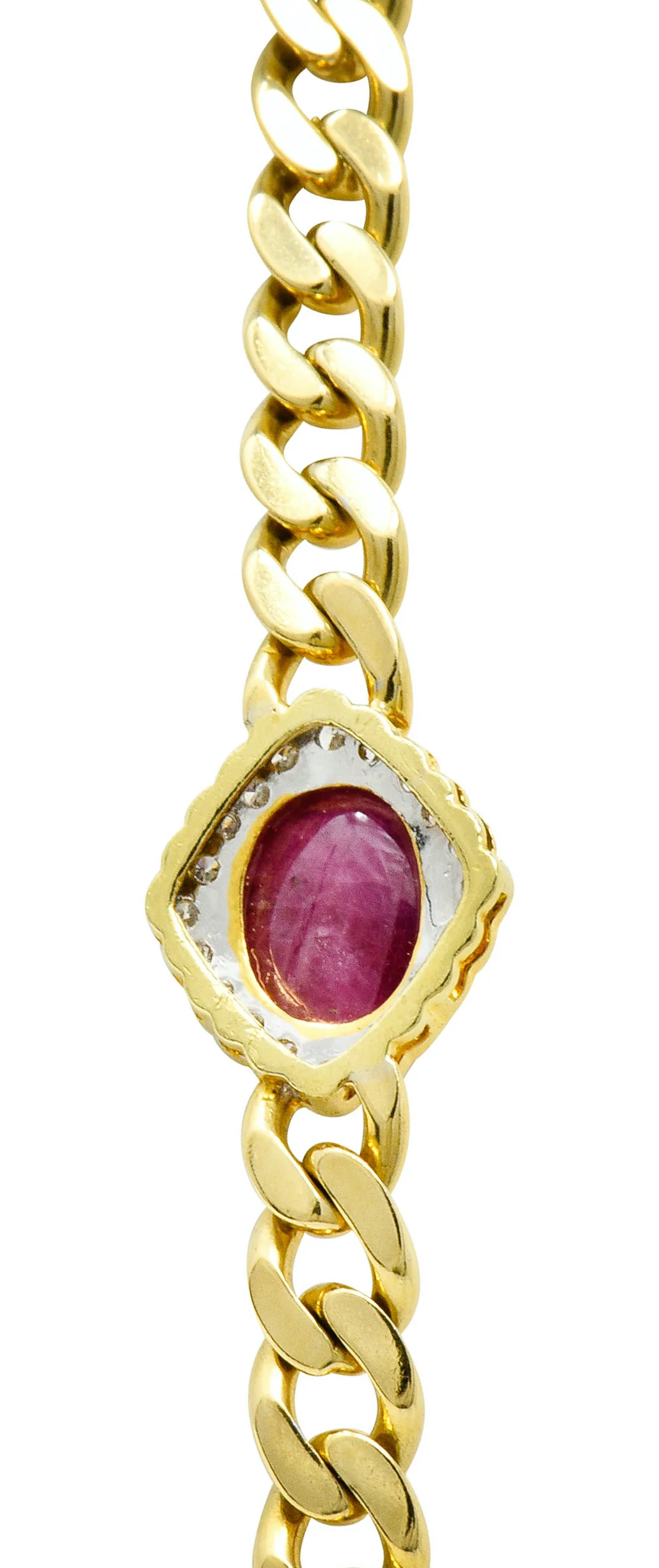 1980's Vintage Sapphire Emerald Ruby Diamond 18 Karat Gold Station Necklace - Image 9