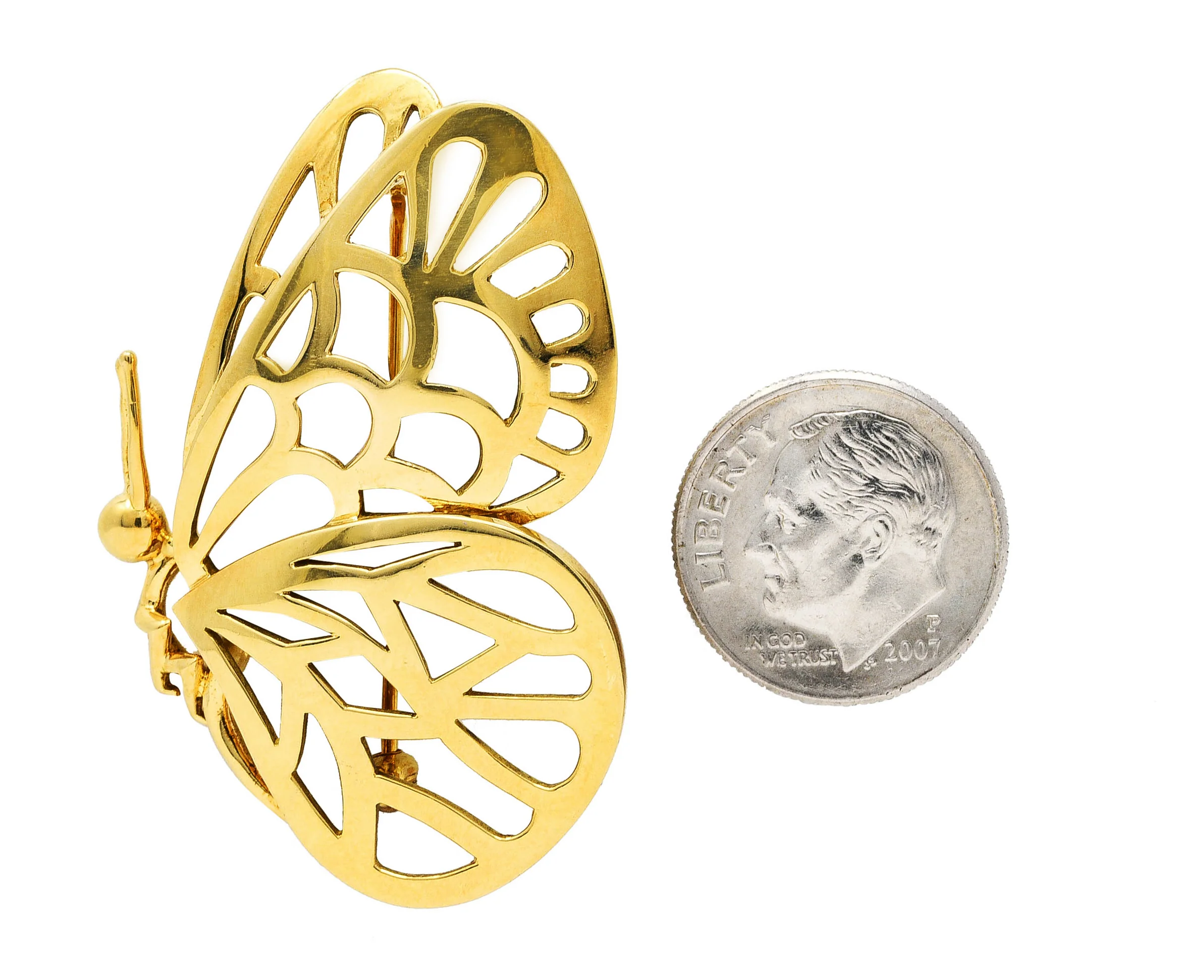 1986 Tiffany & Co. 18 Karat Yellow Gold Vintage Butterfly Brooch - Image 10