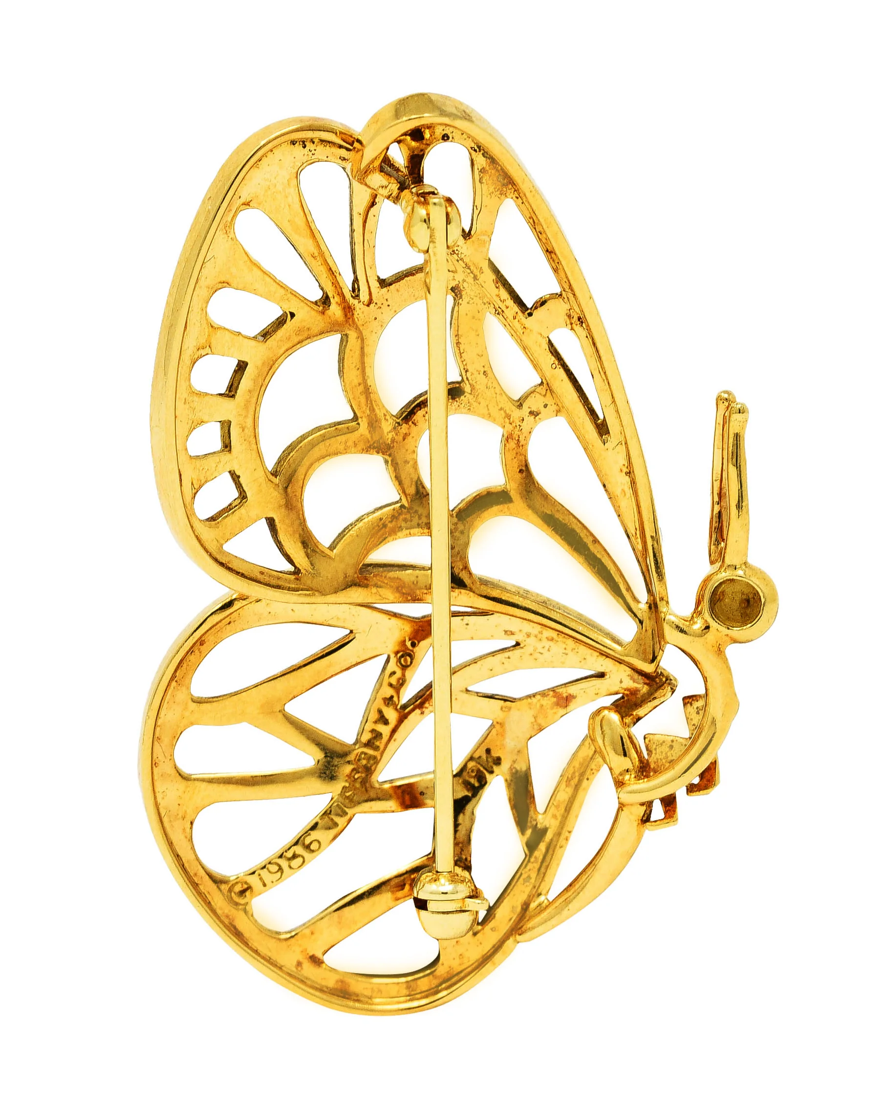 1986 Tiffany & Co. 18 Karat Yellow Gold Vintage Butterfly Brooch - Image 3