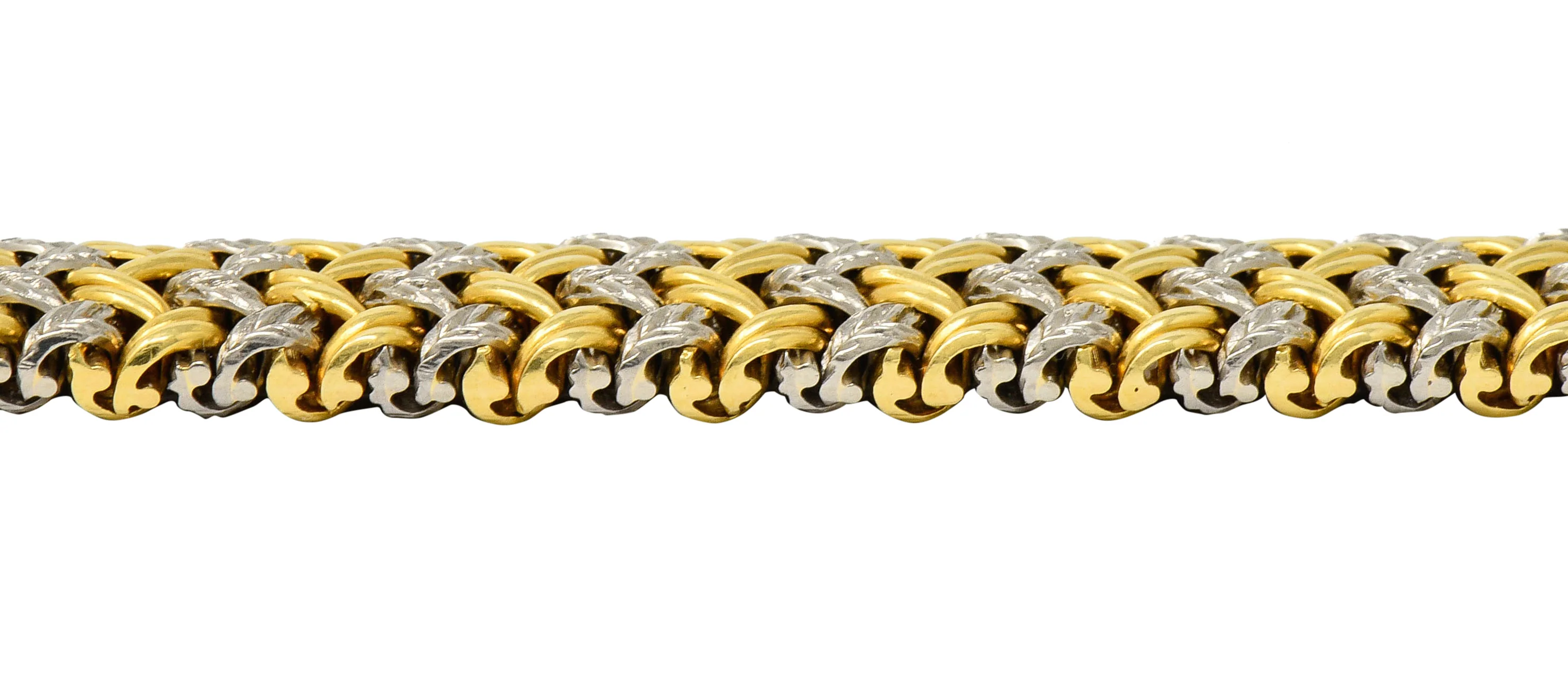 1989 French Vintage 18 Karat Gold Woven Bracelet - Image 11